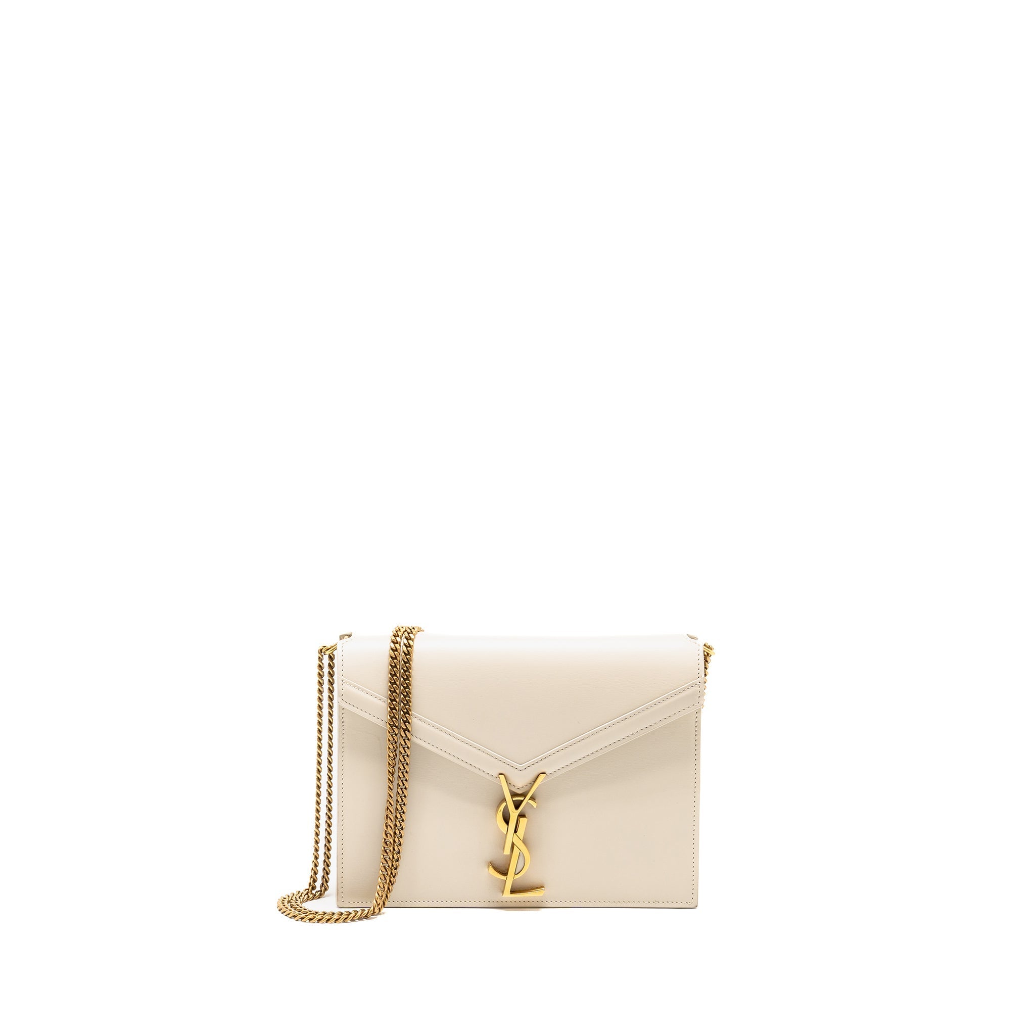 SAINT LAURENT/YSL CASSANDRA CHAIN WALLET CALFSKIN WHITE GHW