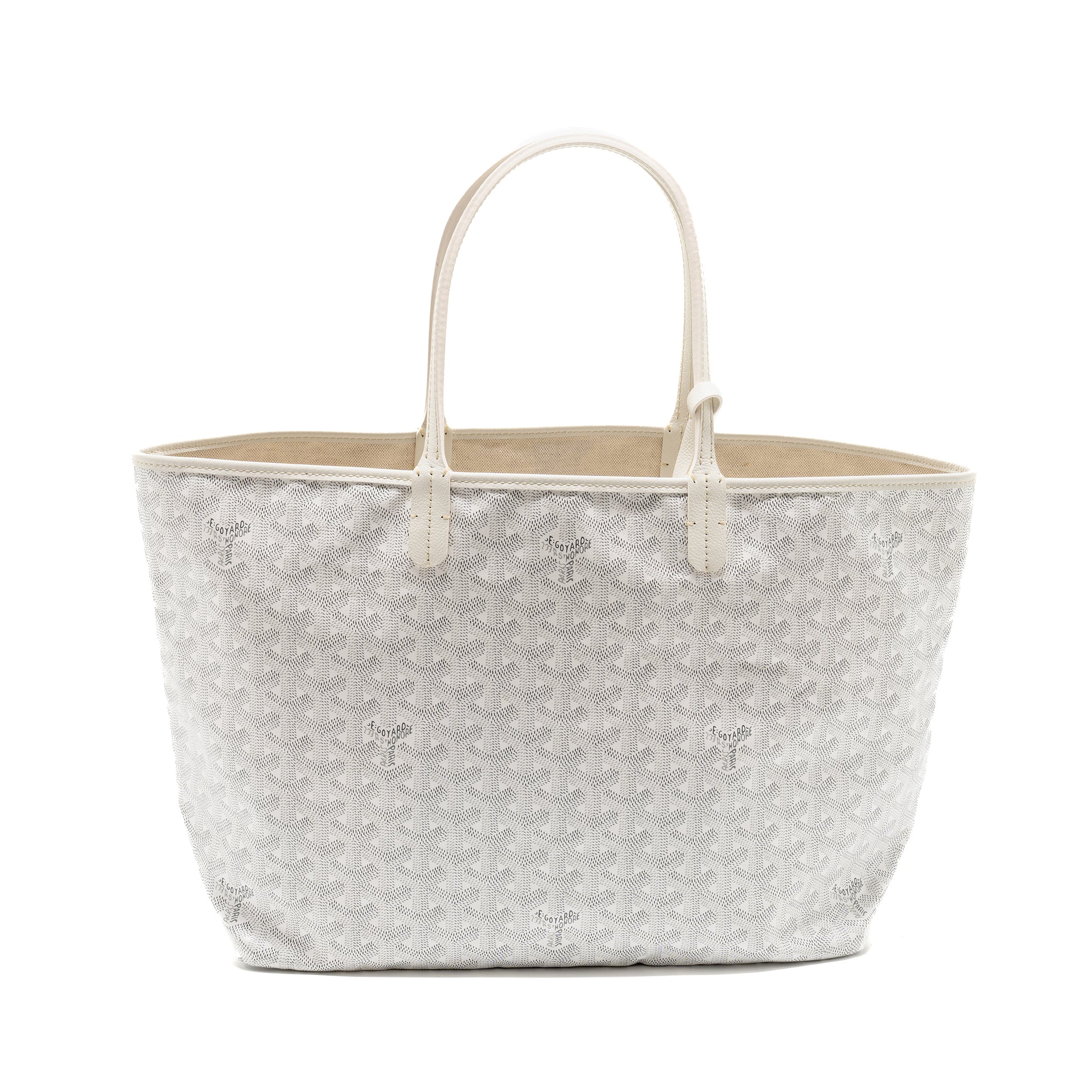 GOYARD SAINT LOUIS PM TOTE BAG LIMITED EDITION GOYARDLINE CANVAS WHITE/LIGHT BLUE SHW
