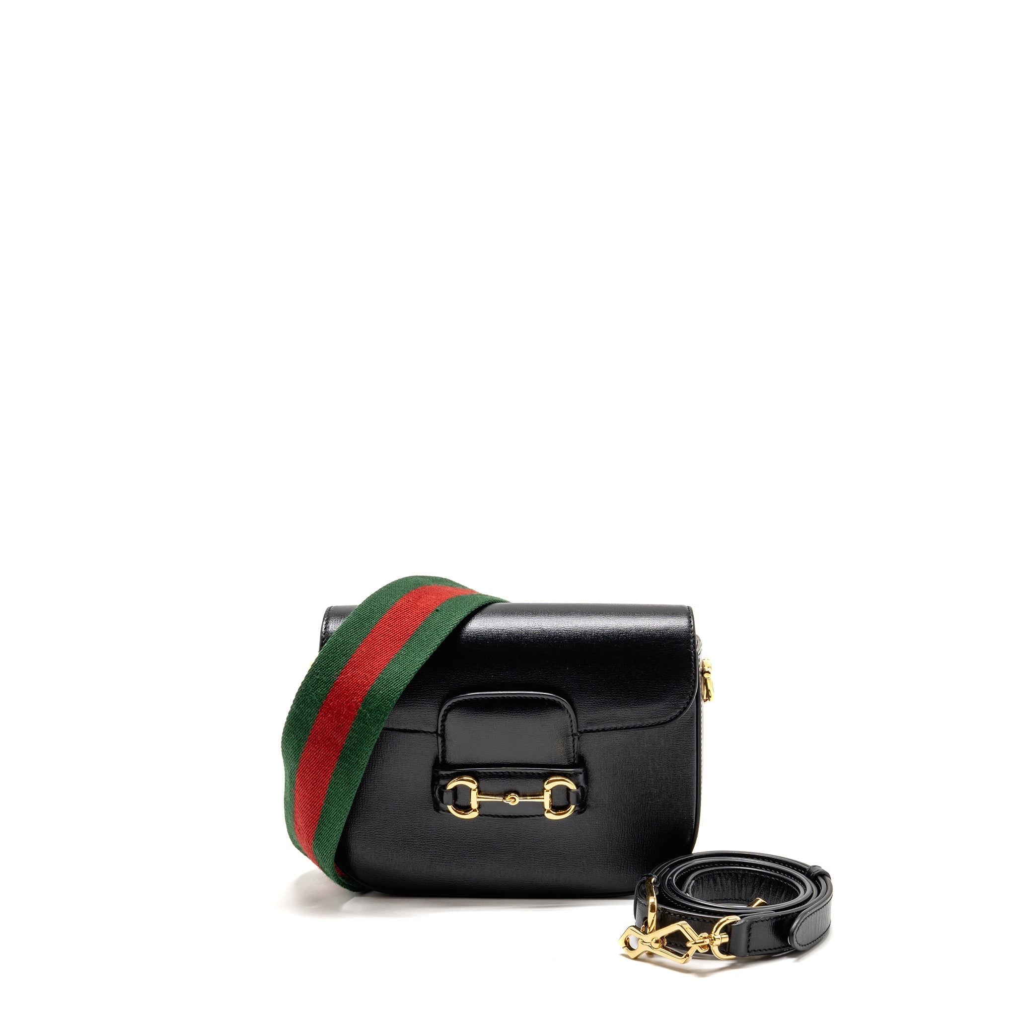 GUCCI HORSEBIT 1955 SMALL SHOULDER BAG CALFSKIN BLACK GHW