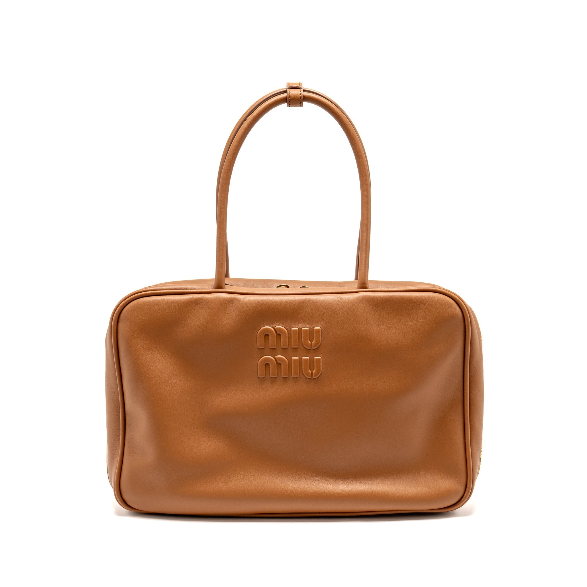 MIU MIU LARGE BEAU BAG CALFSKIN COGNAC GHW