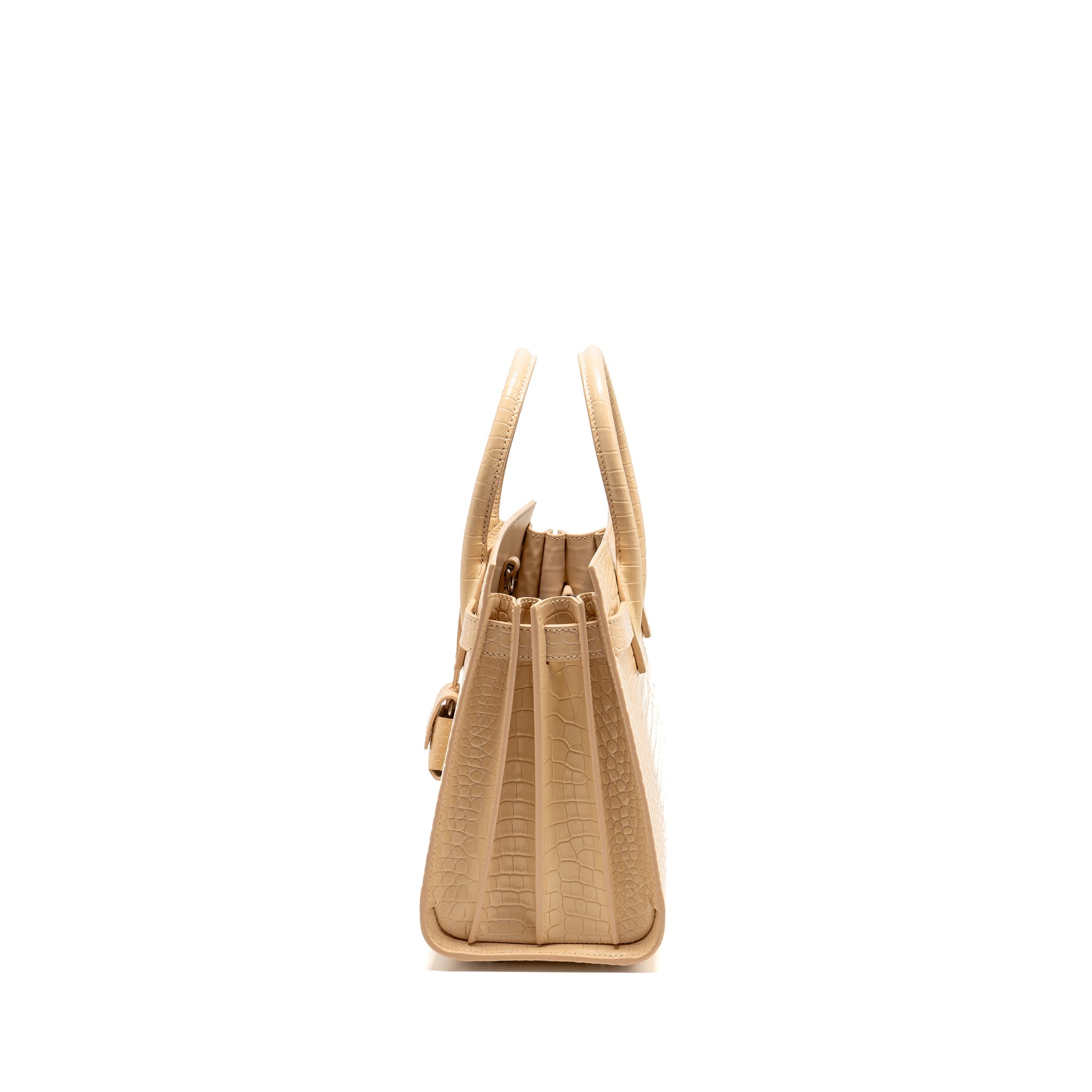 SAINT LAURENT SAC DE JOUR TOTE CROC EMBOSSED CALFSKIN BEIGE SHW