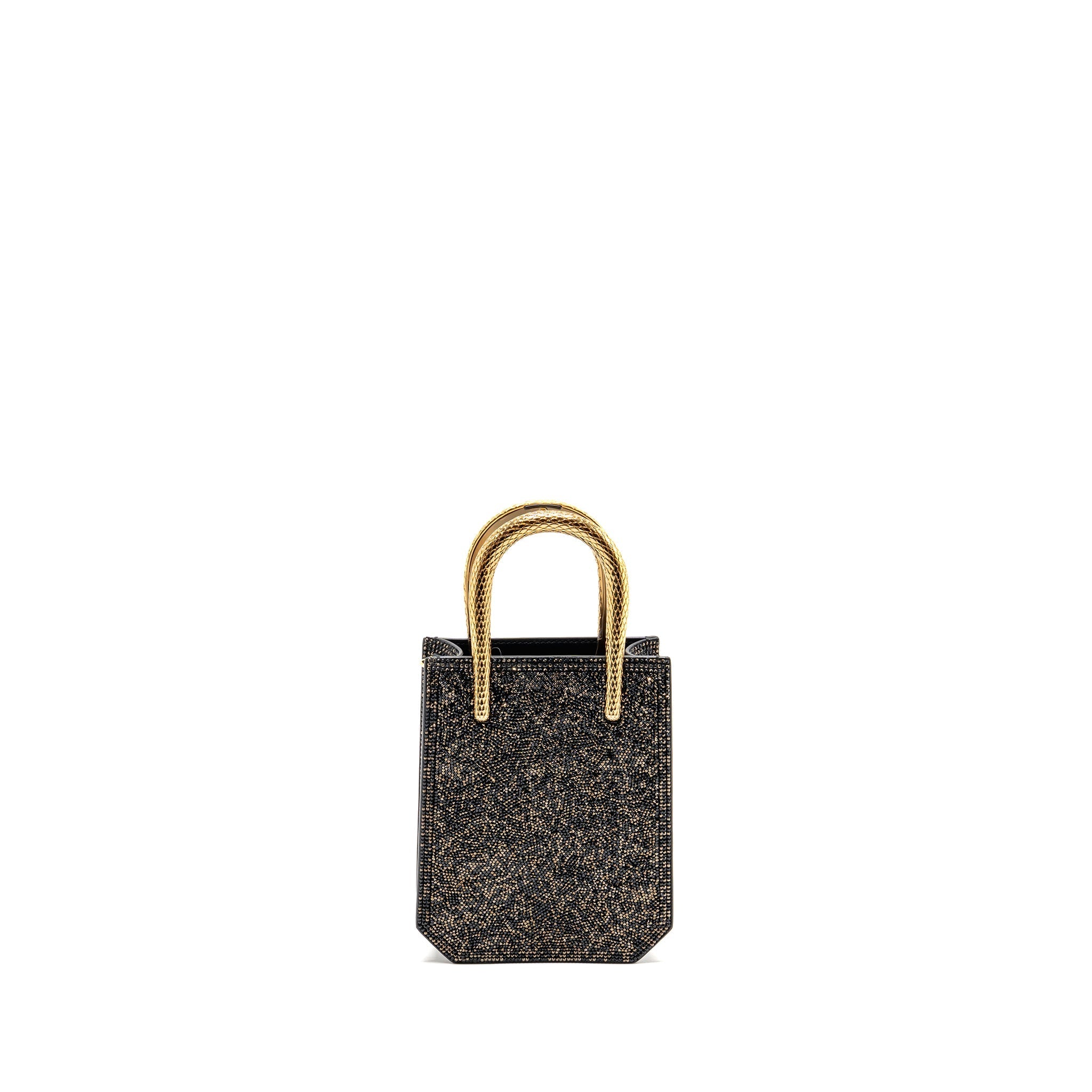 BVLGARI SERPENTINE MINI TOTE BAG CRYSTAL SPARKLE CALFSKIN ANTIQUE BRONZE/GOLD GHW