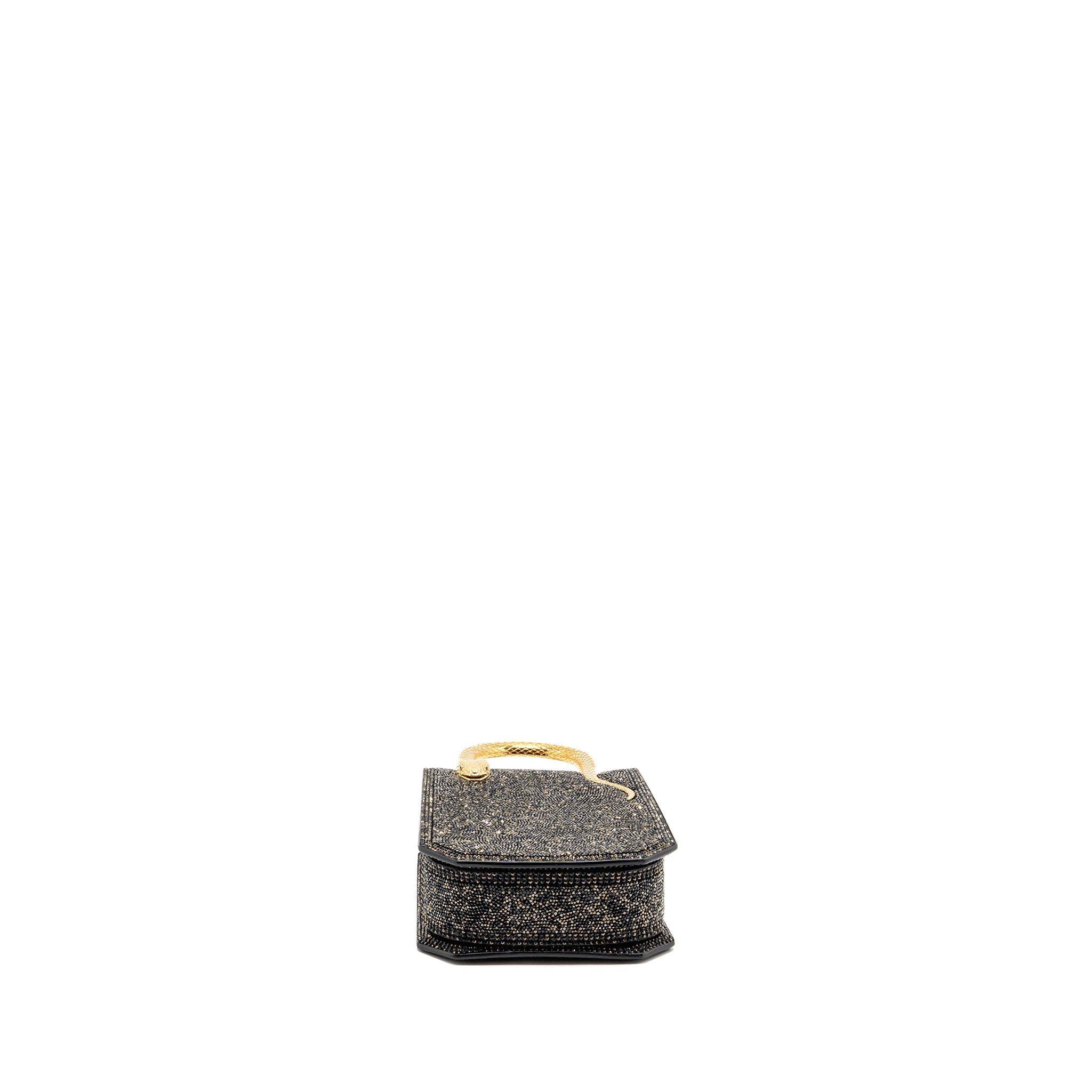 BVLGARI SERPENTINE MINI TOTE BAG CRYSTAL SPARKLE CALFSKIN ANTIQUE BRONZE/GOLD GHW