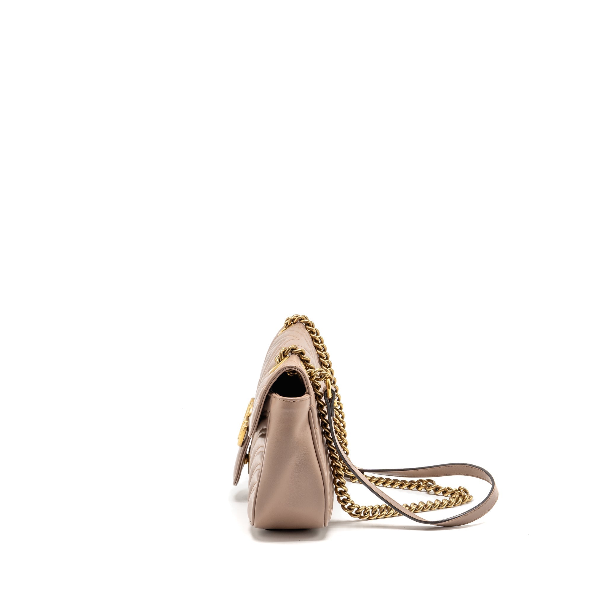 GUCCI MEDIUM GG MARMONT SHOULDER BAG CALFSKIN DARK BEIGE GHW