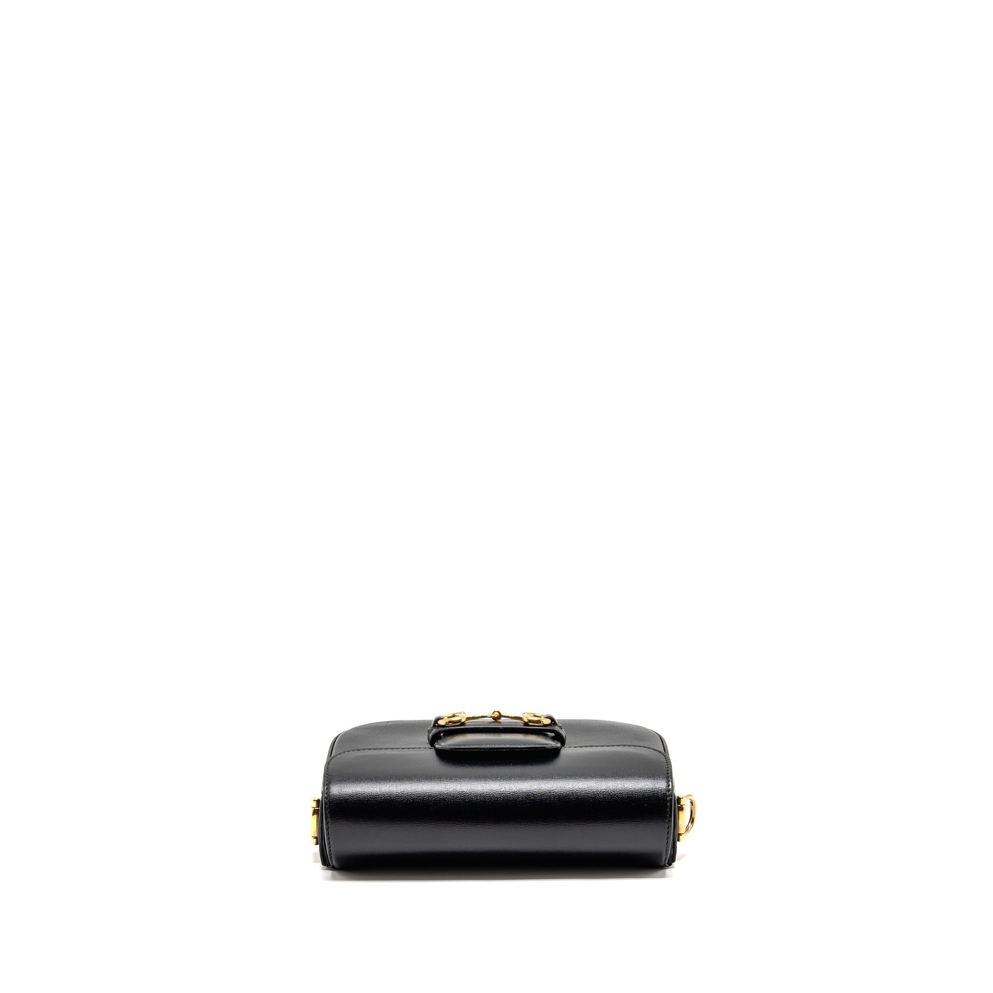 GUCCI HORSEBIT 1955 SMALL SHOULDER BAG CALFSKIN BLACK GHW