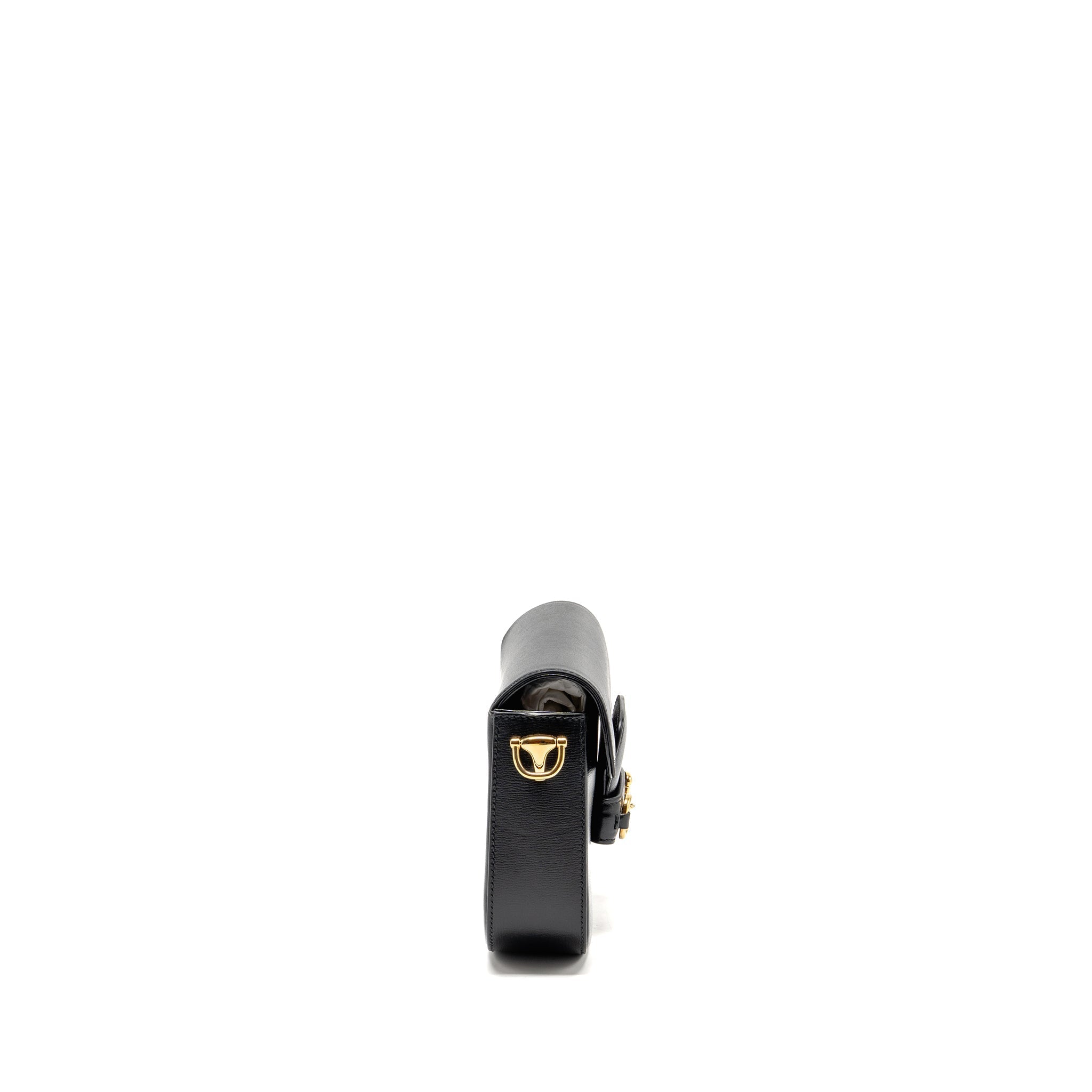 GUCCI HORSEBIT 1955 SMALL SHOULDER BAG CALFSKIN BLACK GHW