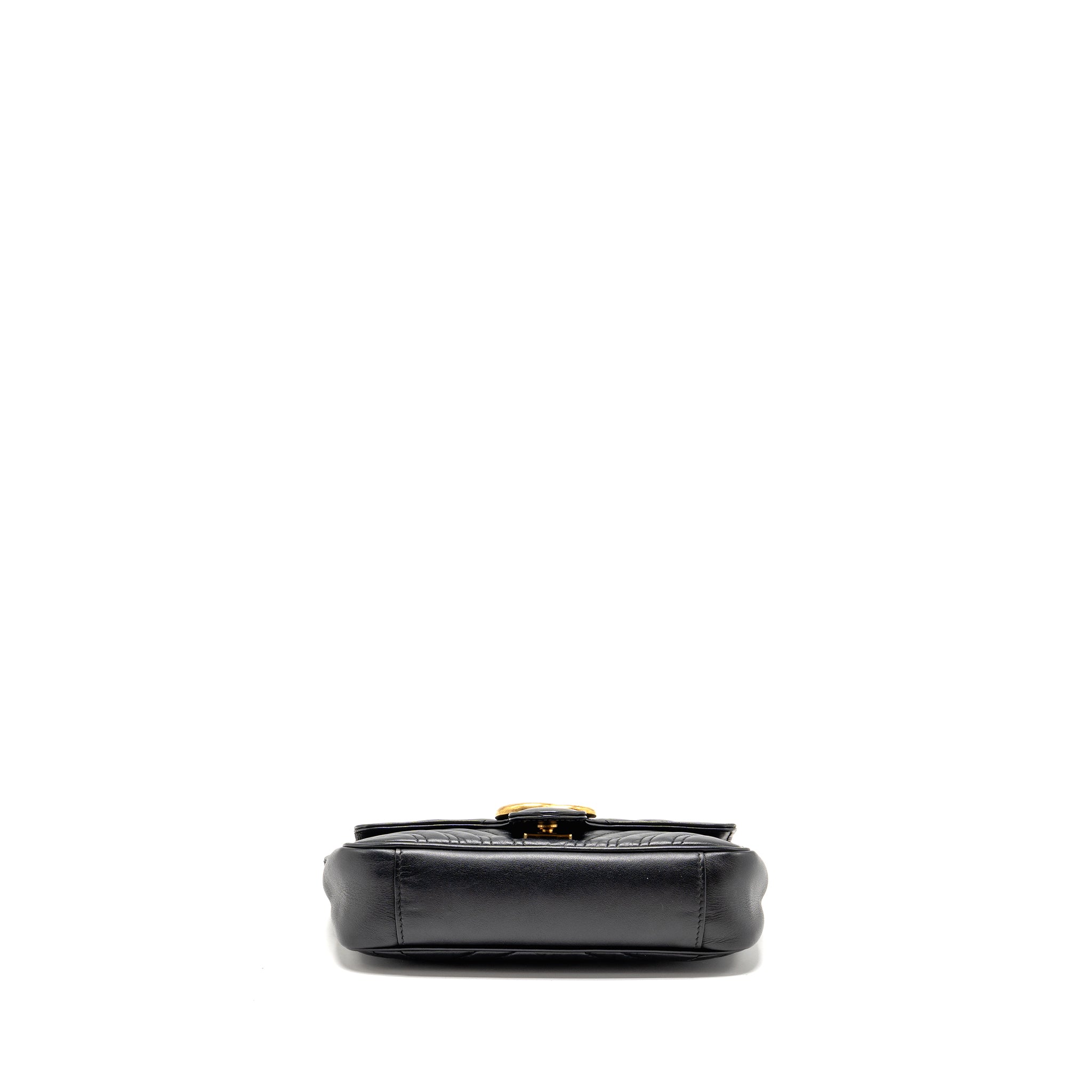 GUCCI SMALL GG MARMONT SHOULDER BAG CALFSKIN BLACK GHW