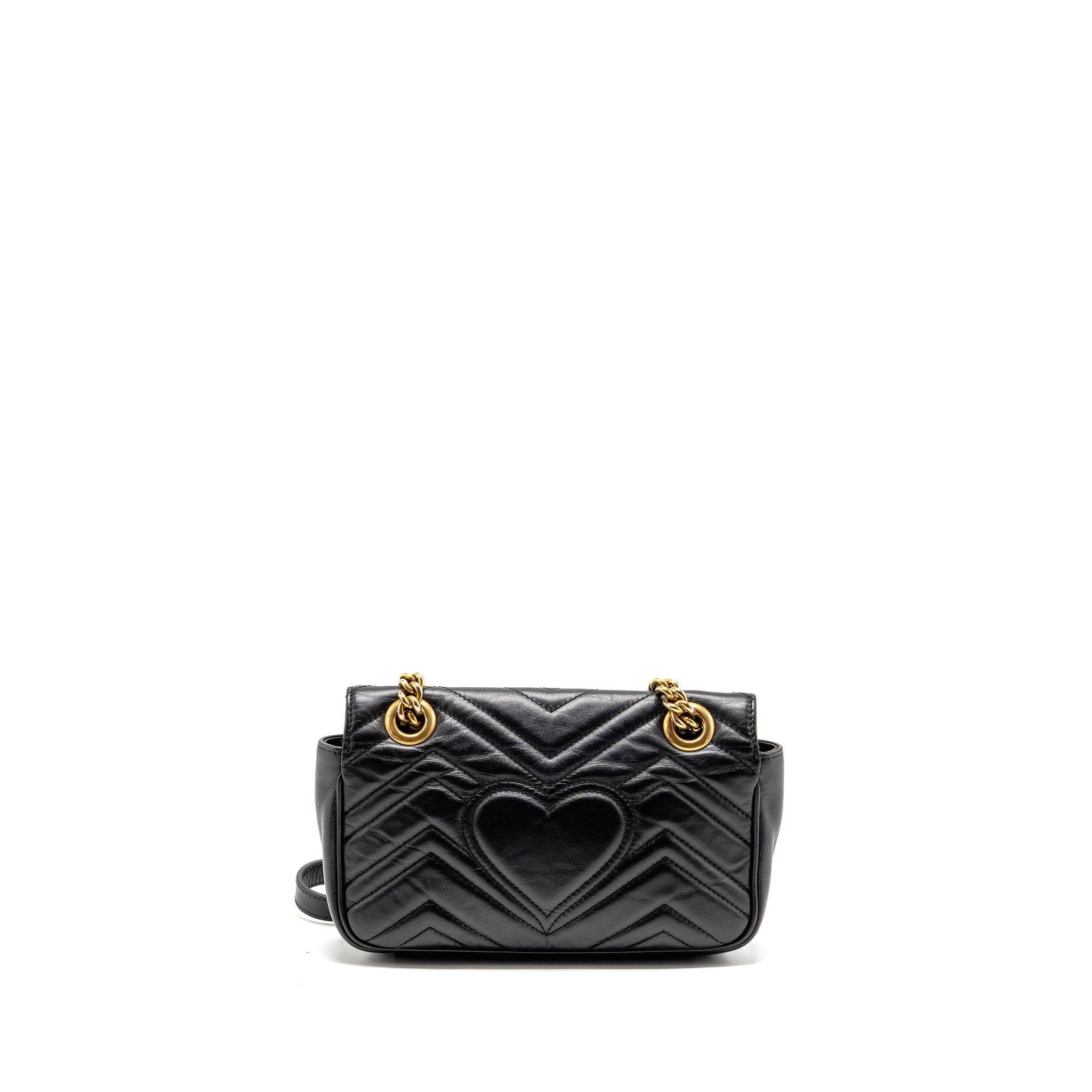 GUCCI SMALL GG MARMONT SHOULDER BAG CALFSKIN BLACK GHW