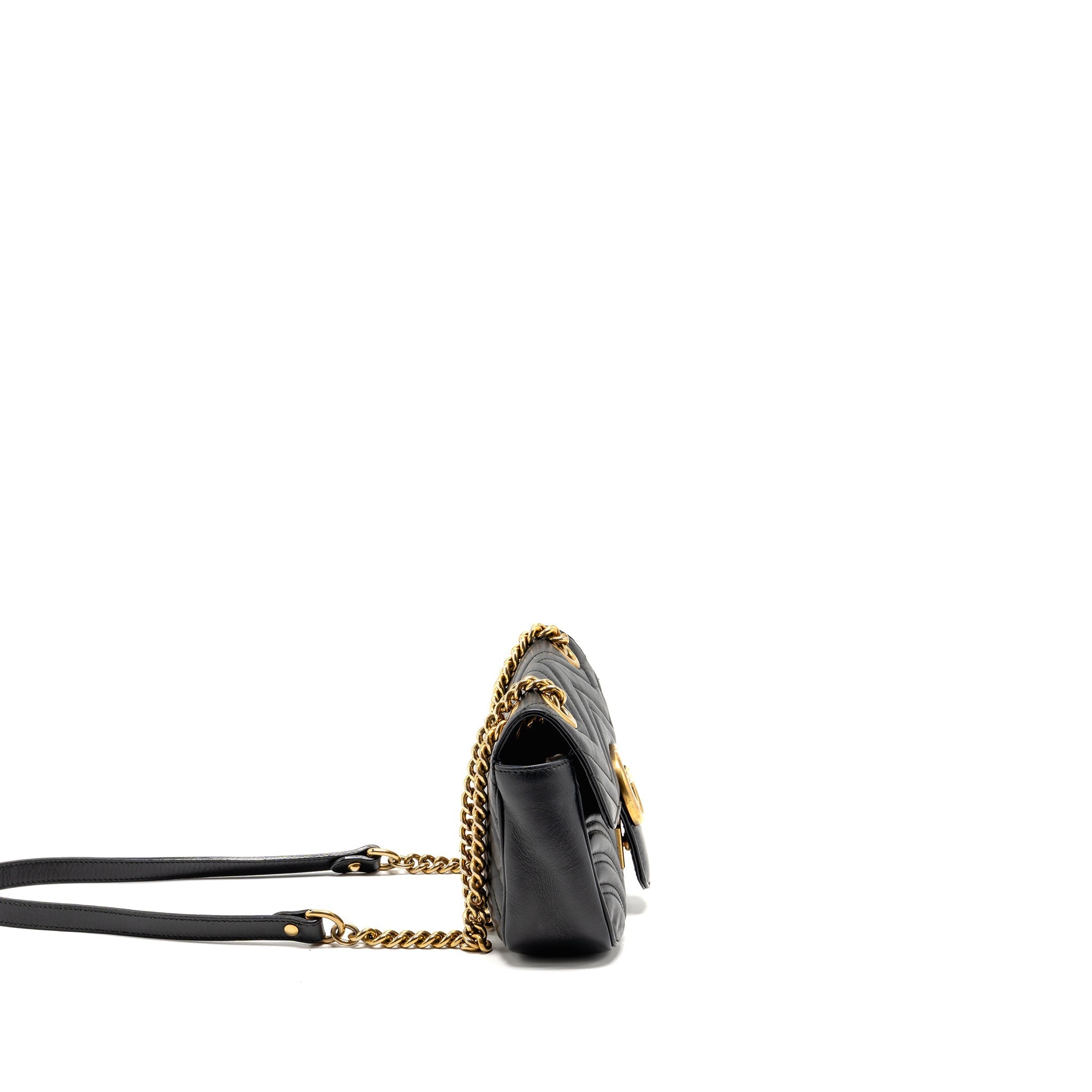 GUCCI SMALL GG MARMONT SHOULDER BAG CALFSKIN BLACK GHW