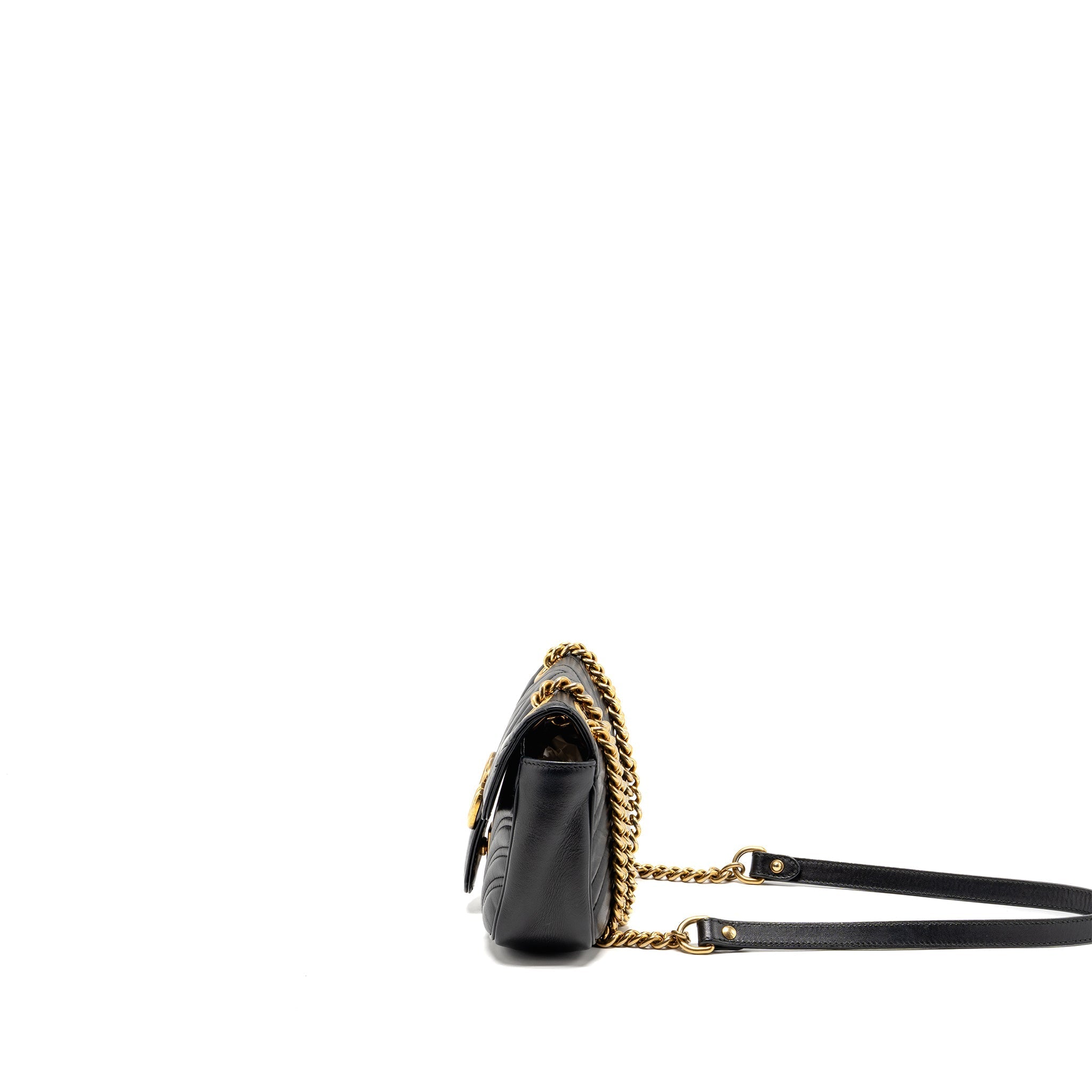 GUCCI SMALL GG MARMONT SHOULDER BAG CALFSKIN BLACK GHW