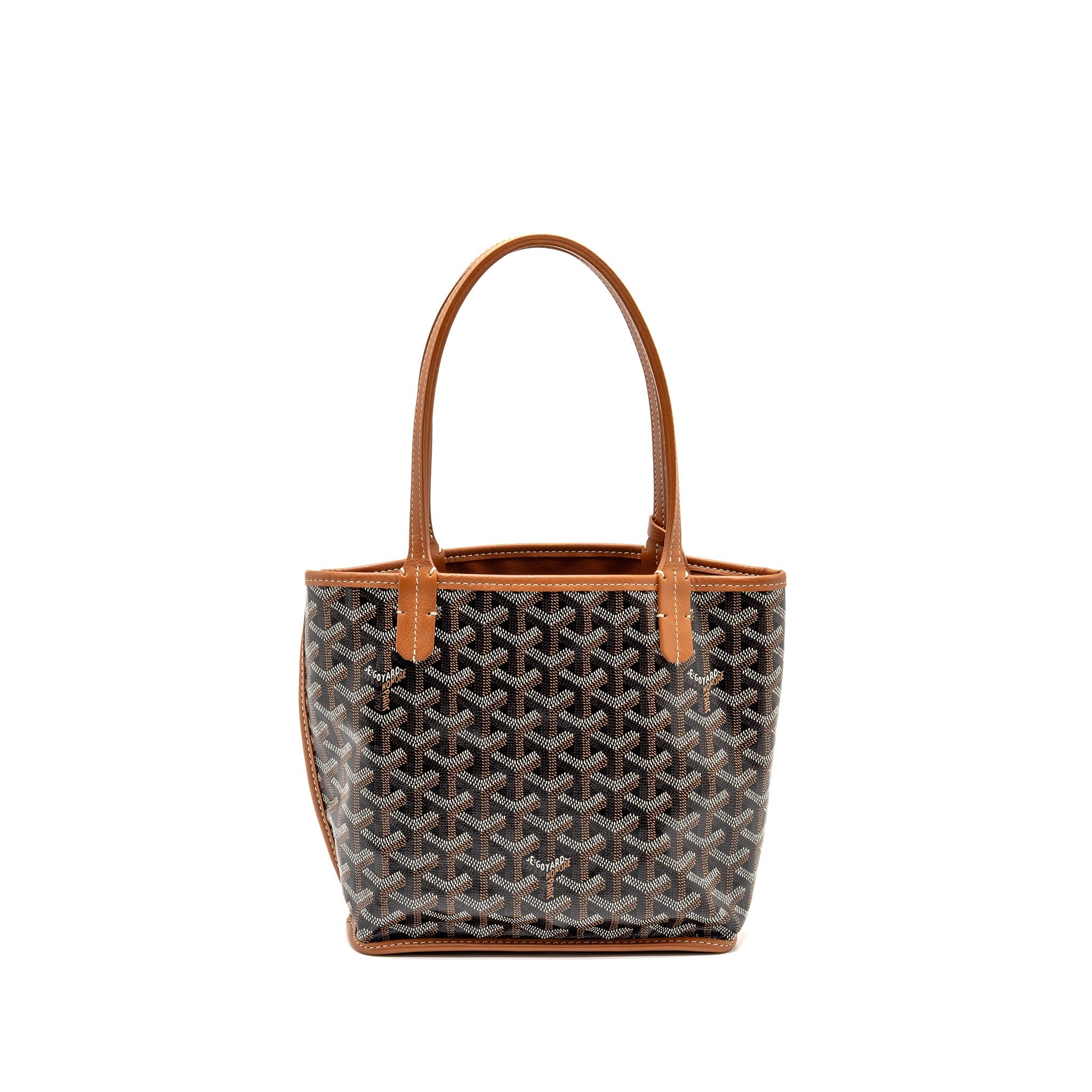 GOYARD MINI ANJOU TOTE BAG GOYARDLINE CANVAS / CALFSKIN TAN SHW