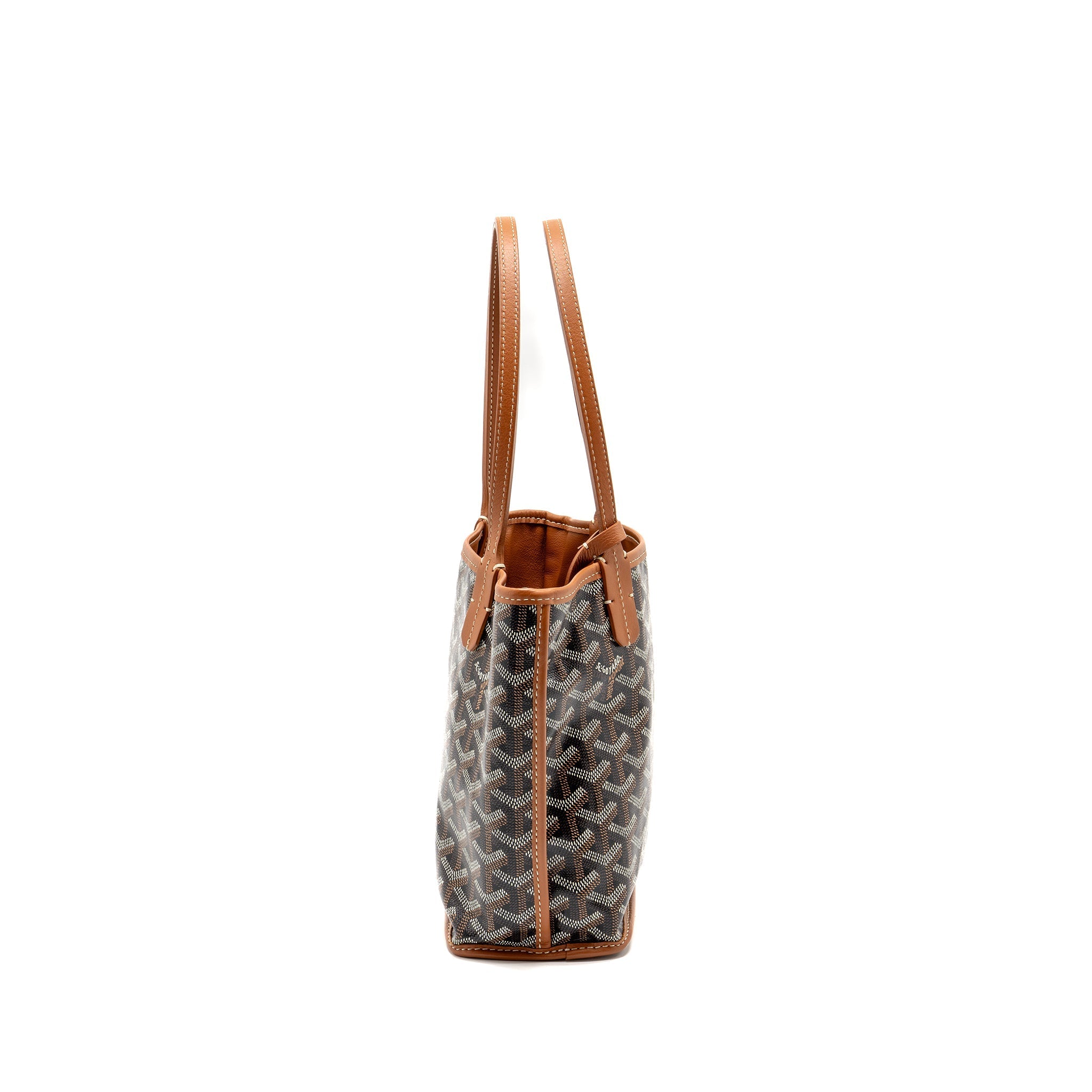 GOYARD MINI ANJOU TOTE BAG GOYARDLINE CANVAS / CALFSKIN TAN SHW