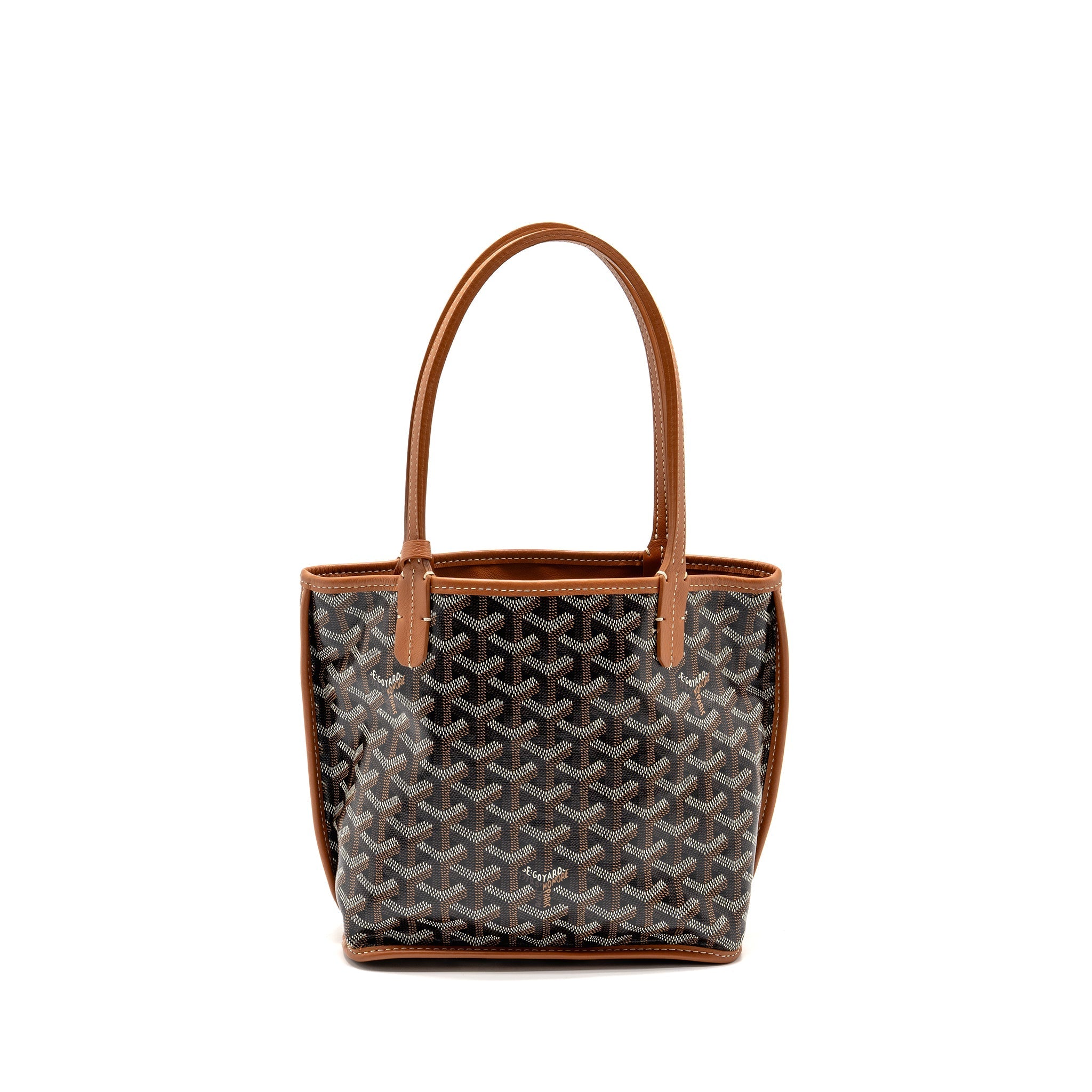 GOYARD MINI ANJOU TOTE BAG GOYARDLINE CANVAS / CALFSKIN TAN SHW