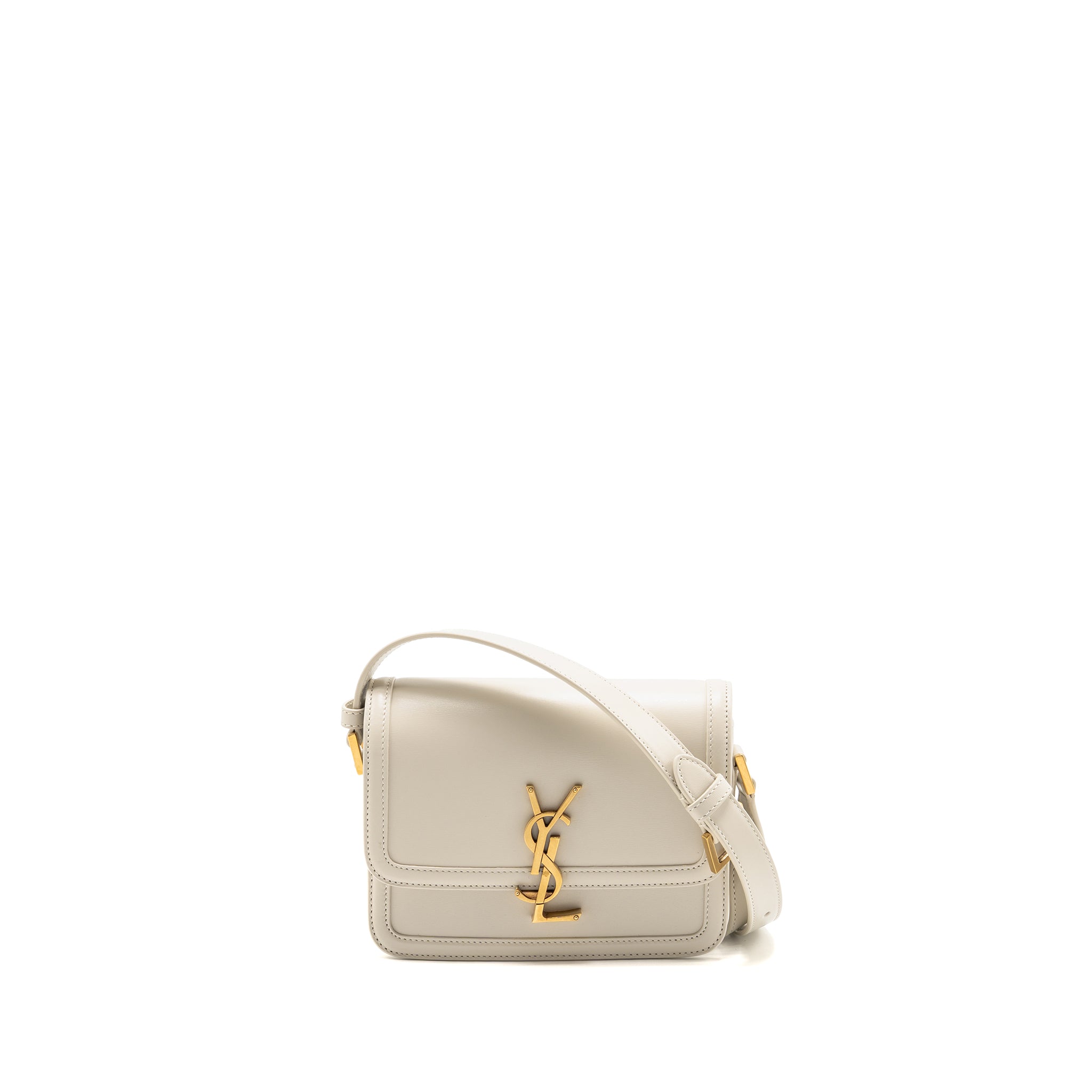 SAINT LAURENT SMALL SOLFERINO SATCHEL CROSSBODY BAG CALFSKIN WHITE GHW