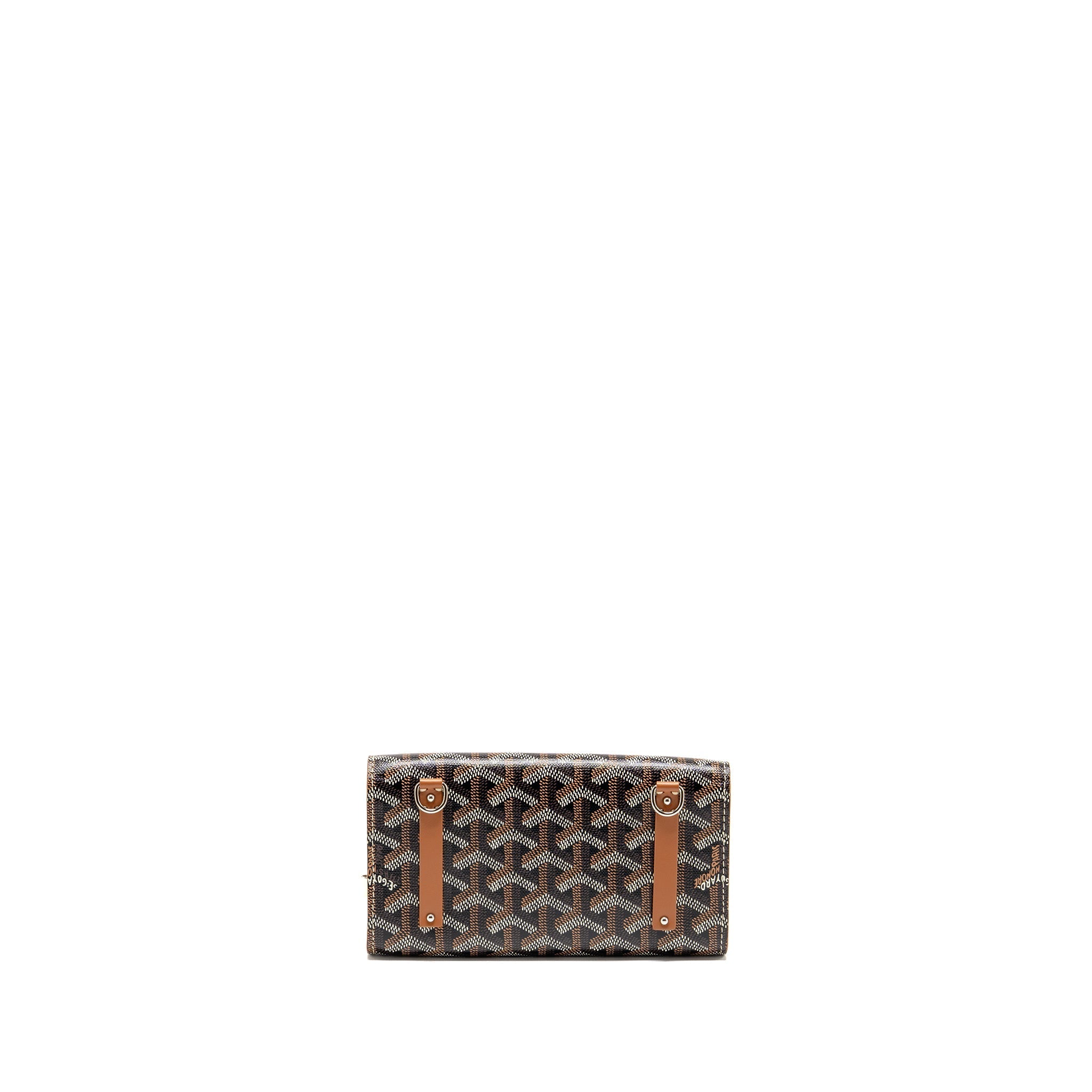 GOYARD MONTE CARLO MINI CASE WITH STRAP GOYARDINE CANVAS/LEATHER BLACK/BROWN SHW