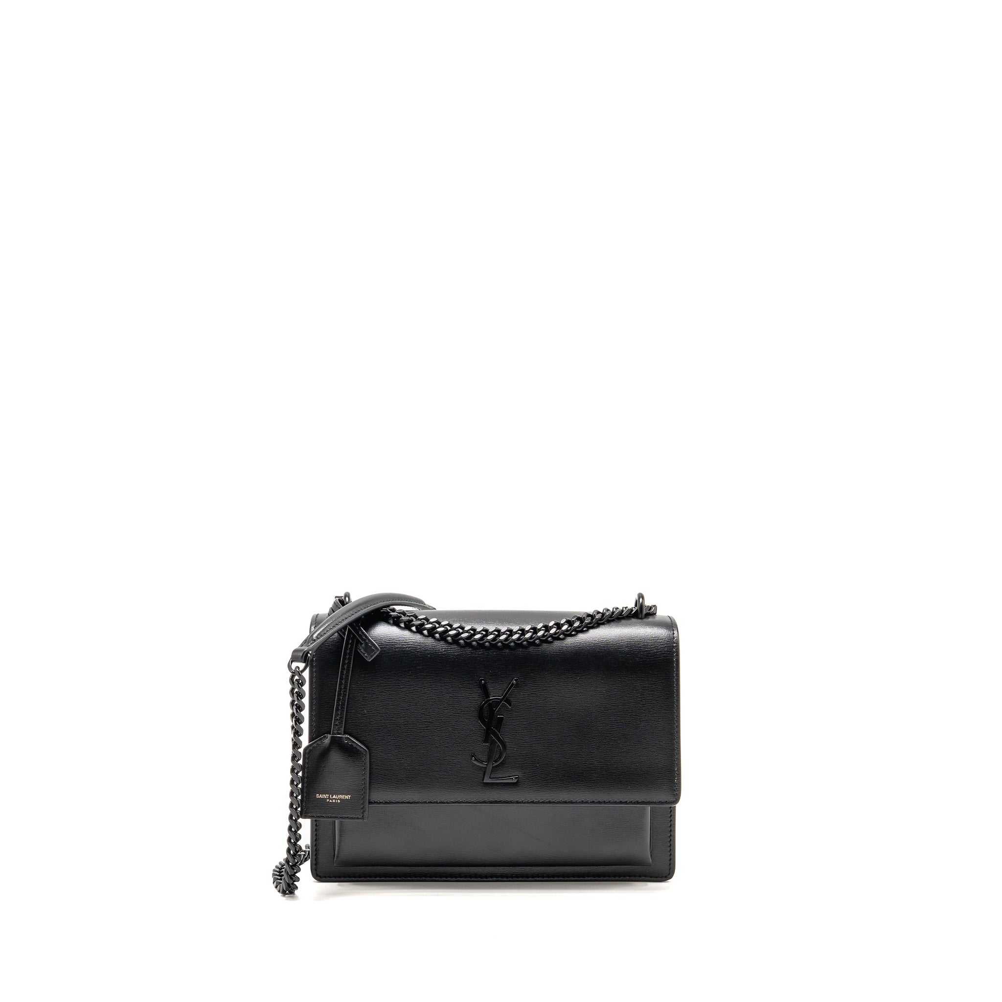 SAINT LAURENT / YSL MEDIUM SUNSET BAG BLACK CALFSKIN BLACK HARDWARE