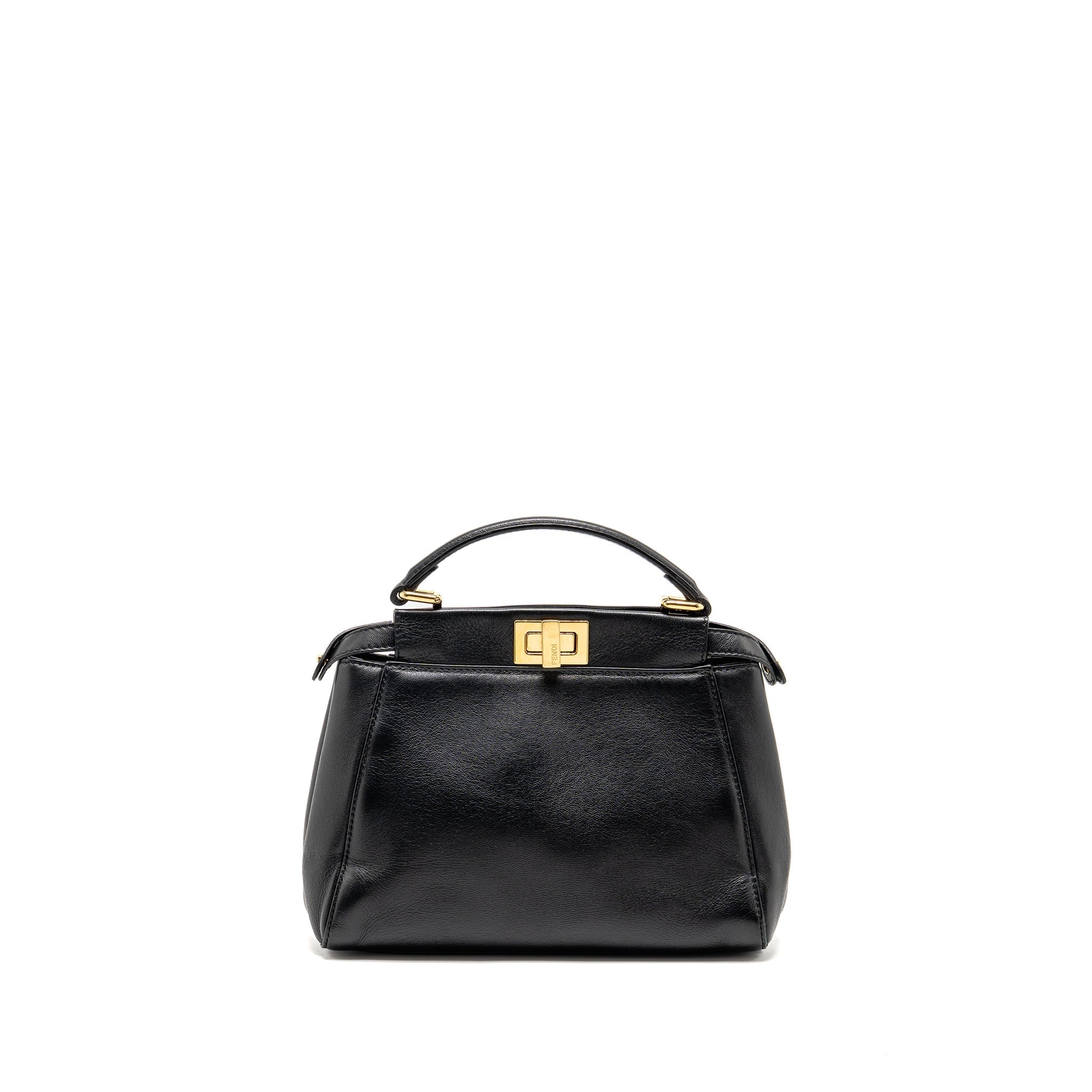 FENDI MINI PEEKABOO LAMBSKIN BLACK GHW