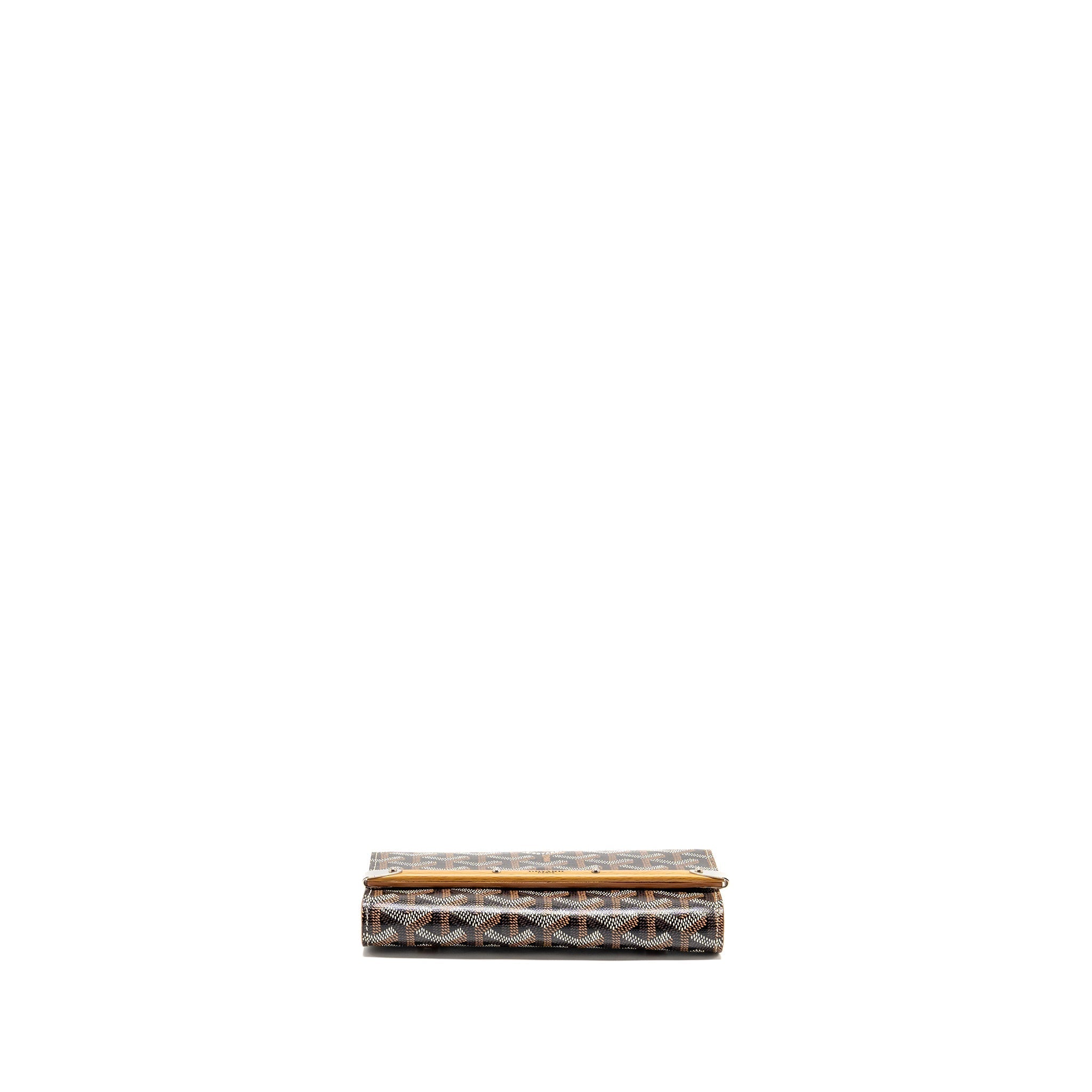 GOYARD MONTE CARLO MINI CASE WITH STRAP GOYARDINE CANVAS/LEATHER BLACK/BROWN SHW