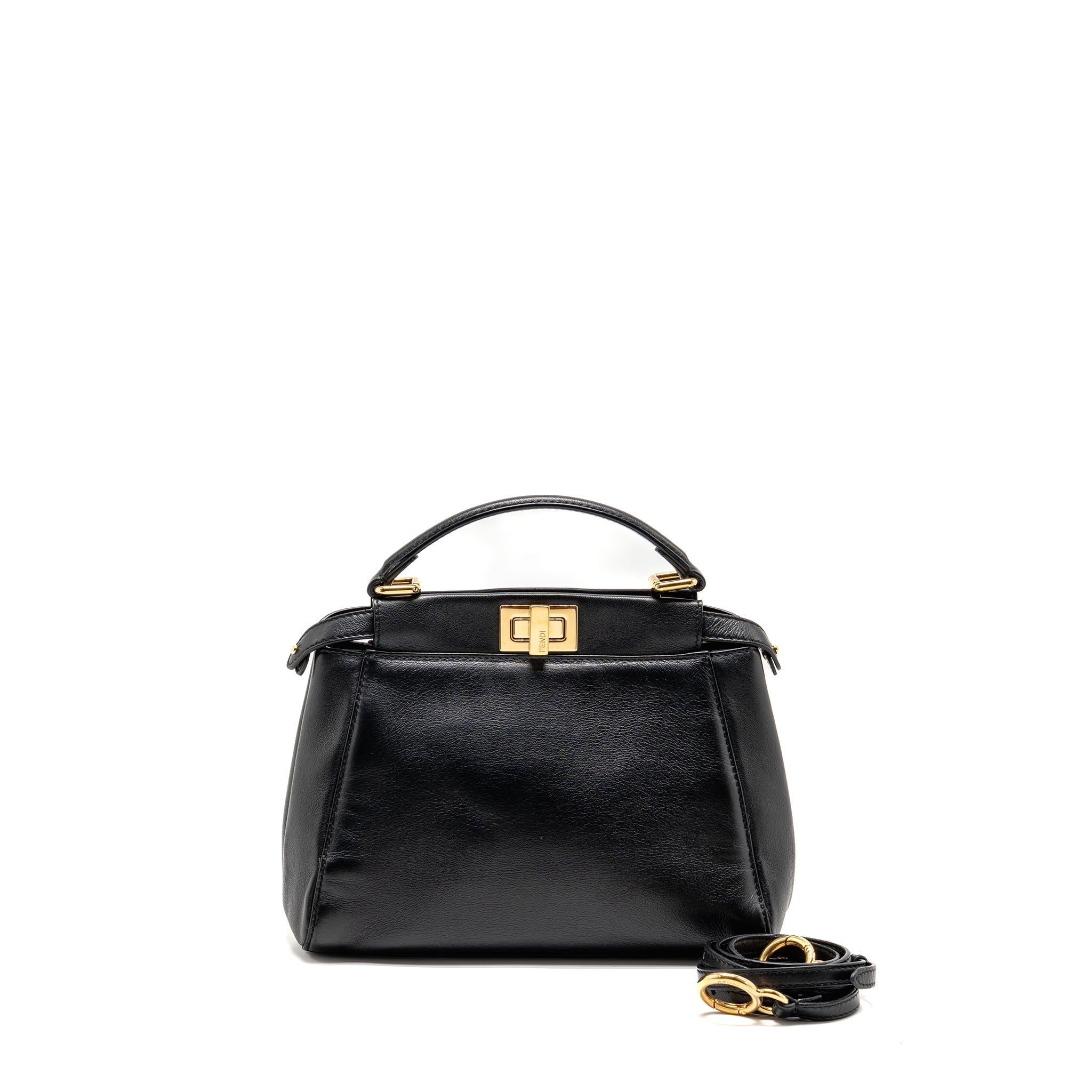 FENDI MINI PEEKABOO LAMBSKIN BLACK GHW