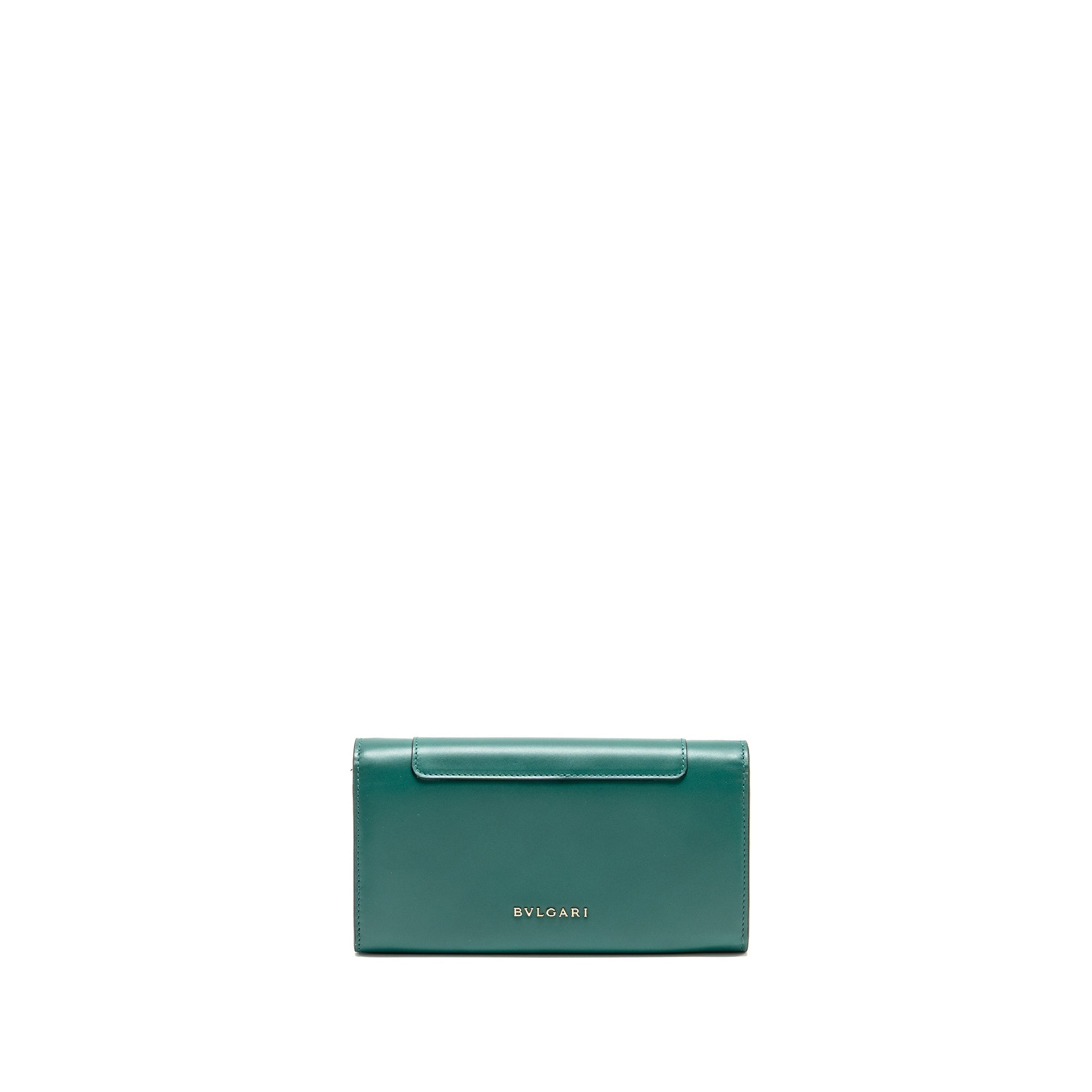BVLGARI SERPENTI FLAP WALLET WITH CHAIN CALFSKIN GREEN LGHW