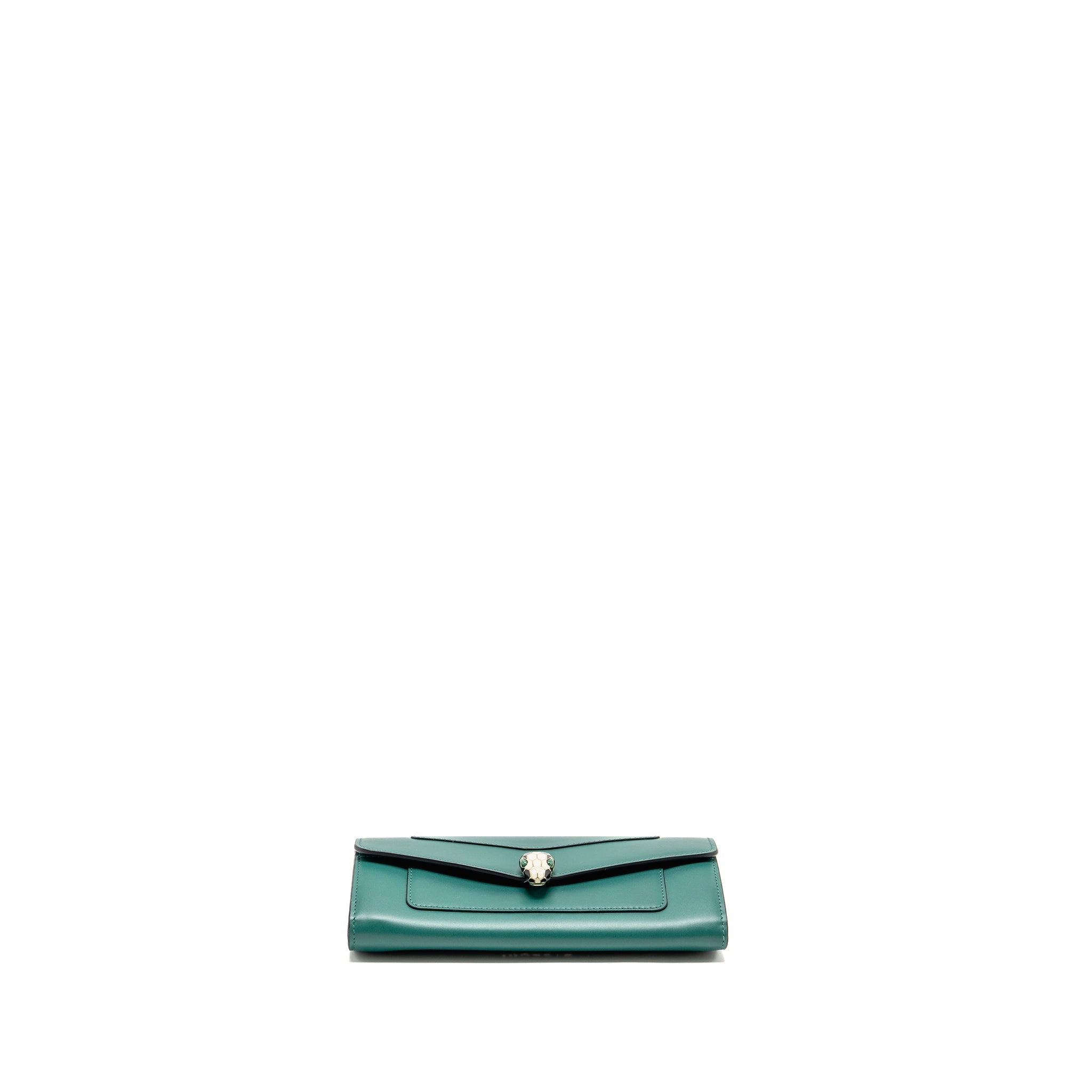 BVLGARI SERPENTI FLAP WALLET WITH CHAIN CALFSKIN GREEN LGHW