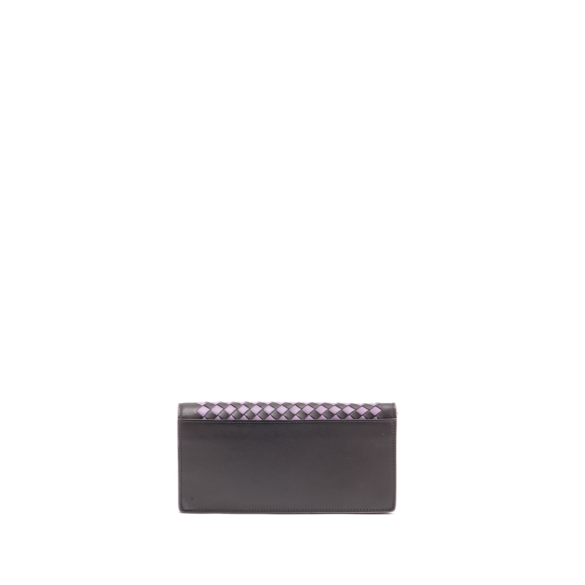 BOTTEGA VENETA INTRECCIATO WALLET ON CHAIN LEATHER PURPLE/GREY GHW