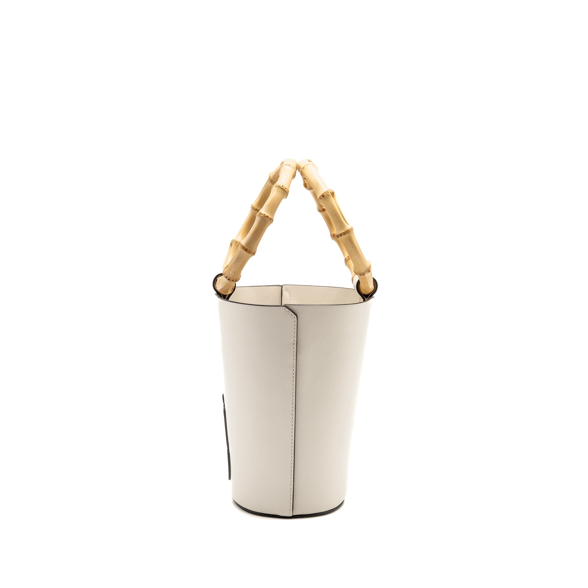 MIU MIU CITY SPORT BAMBOO HANDLE BUCKET BAG LEATHER WHITE GHW
