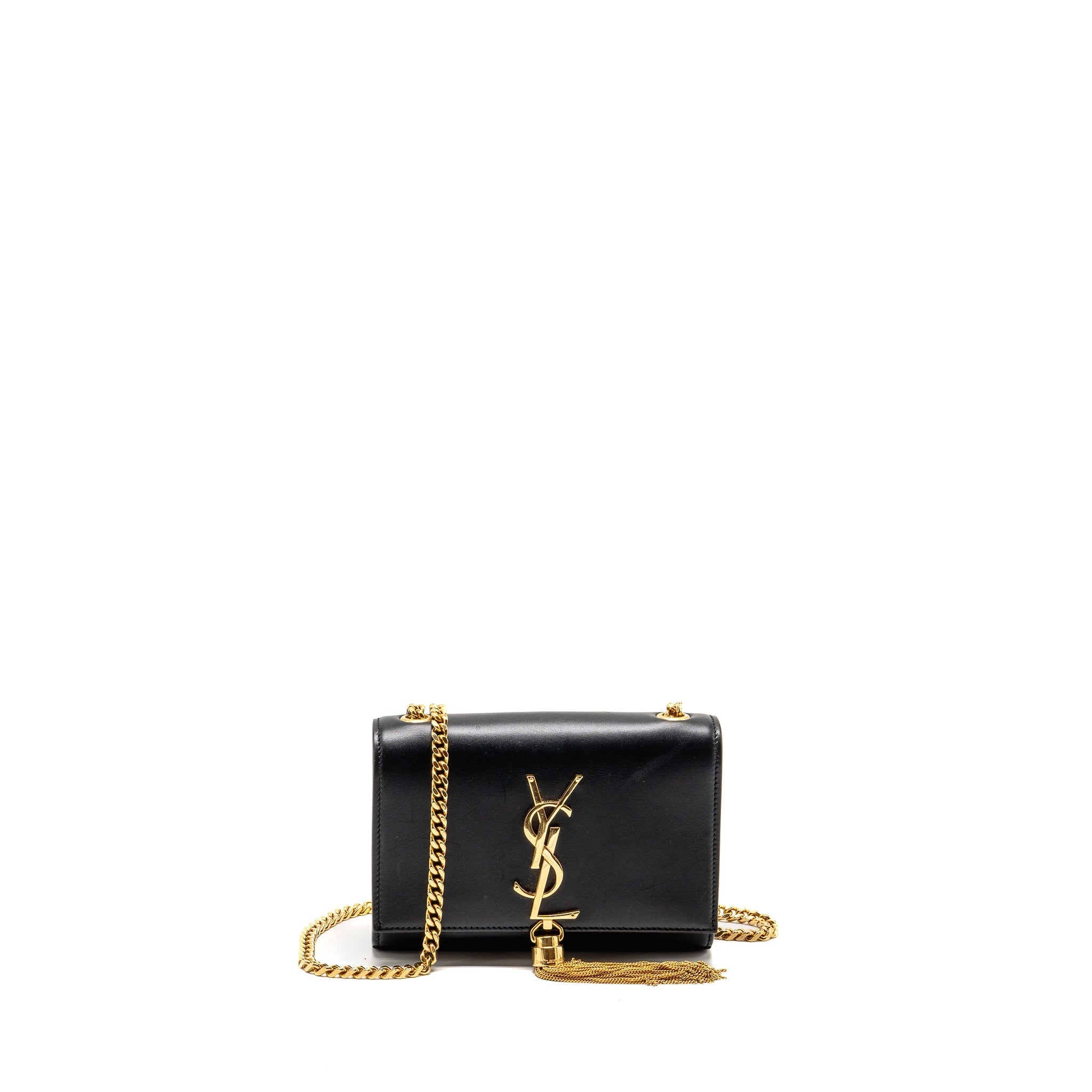 SAINT LAURENT/YSL MINI KATE TASSEL BAG CALFSKIN BLACK GHW