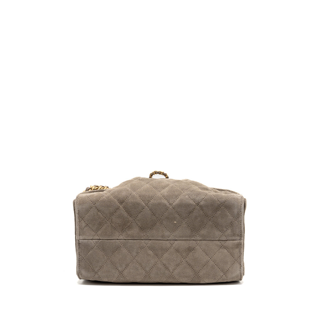CHANEL SMALL 25 BAG SUEDE GREY GHW (MICROCHIP)