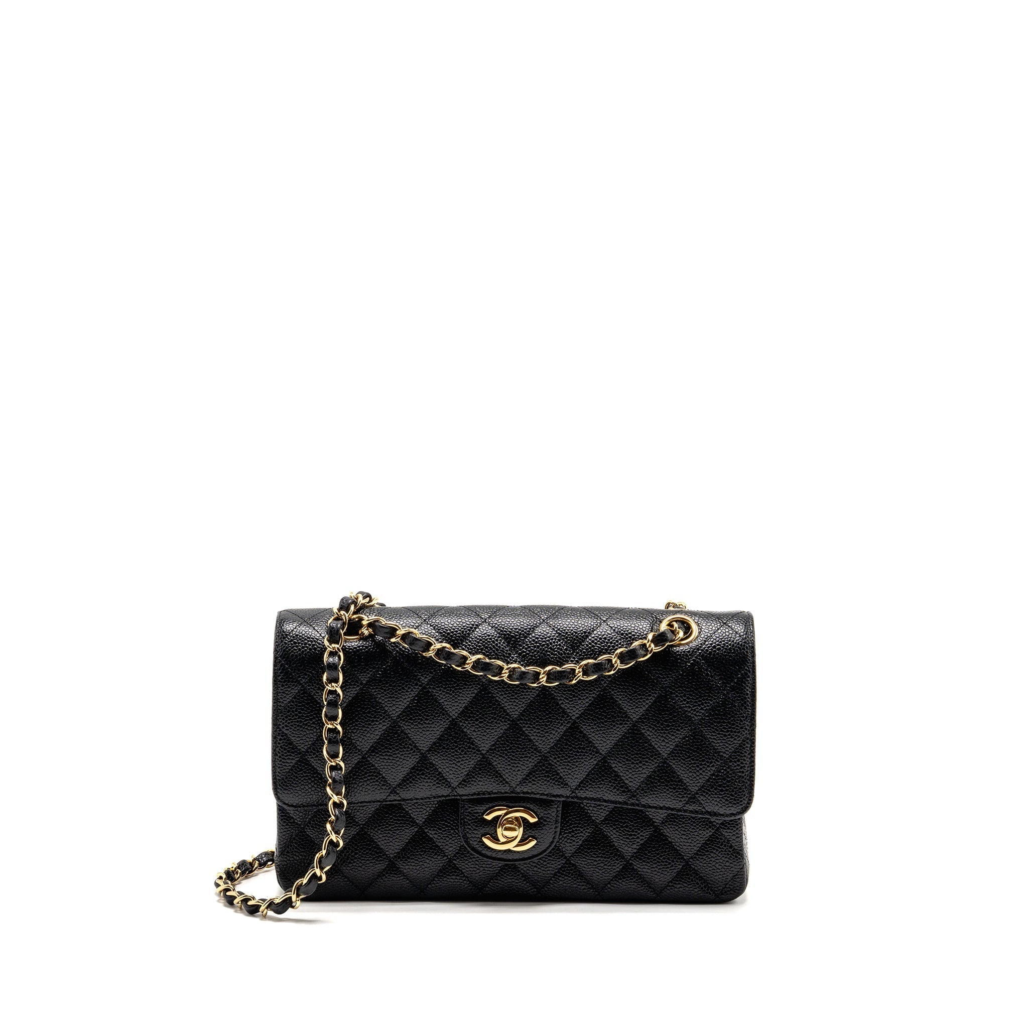 CHANEL MEDIUM CLASSIC DOUBLE FLAP BAG CAVIAR BLACK GHW