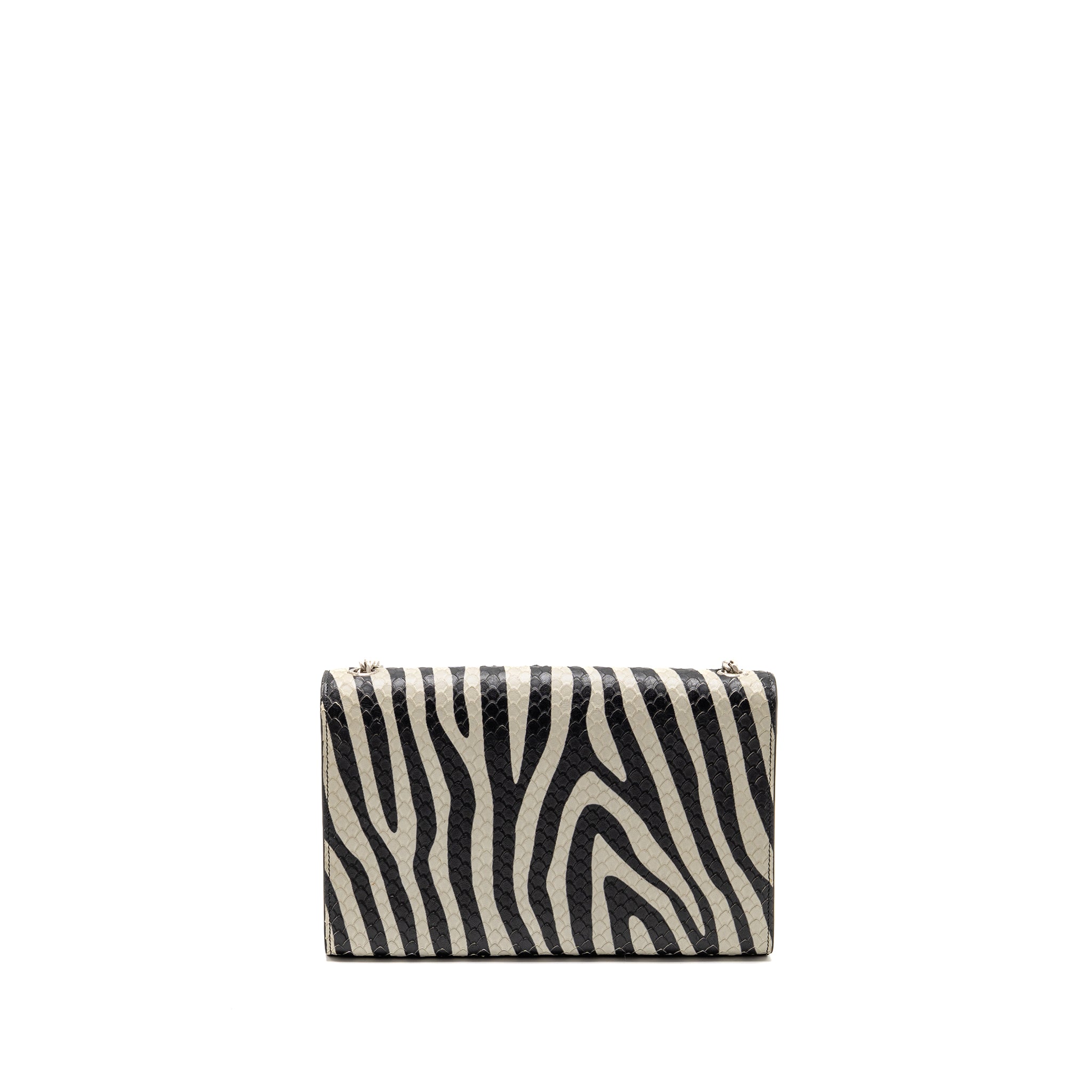 SAINT LAURENT/YSL MEDIUM KATE SHOULDER BAG WITH TASSEL EMBOSSED LEATHER BLACK/WHITE SHW