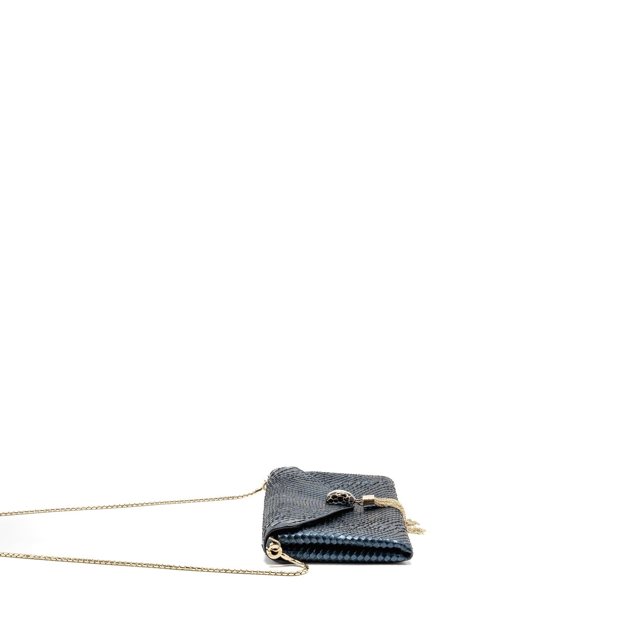 BVLGARI CLUTCH BAG PYTHON/NAPPA ROYAL SAPPHIRE/BLACK LGHW