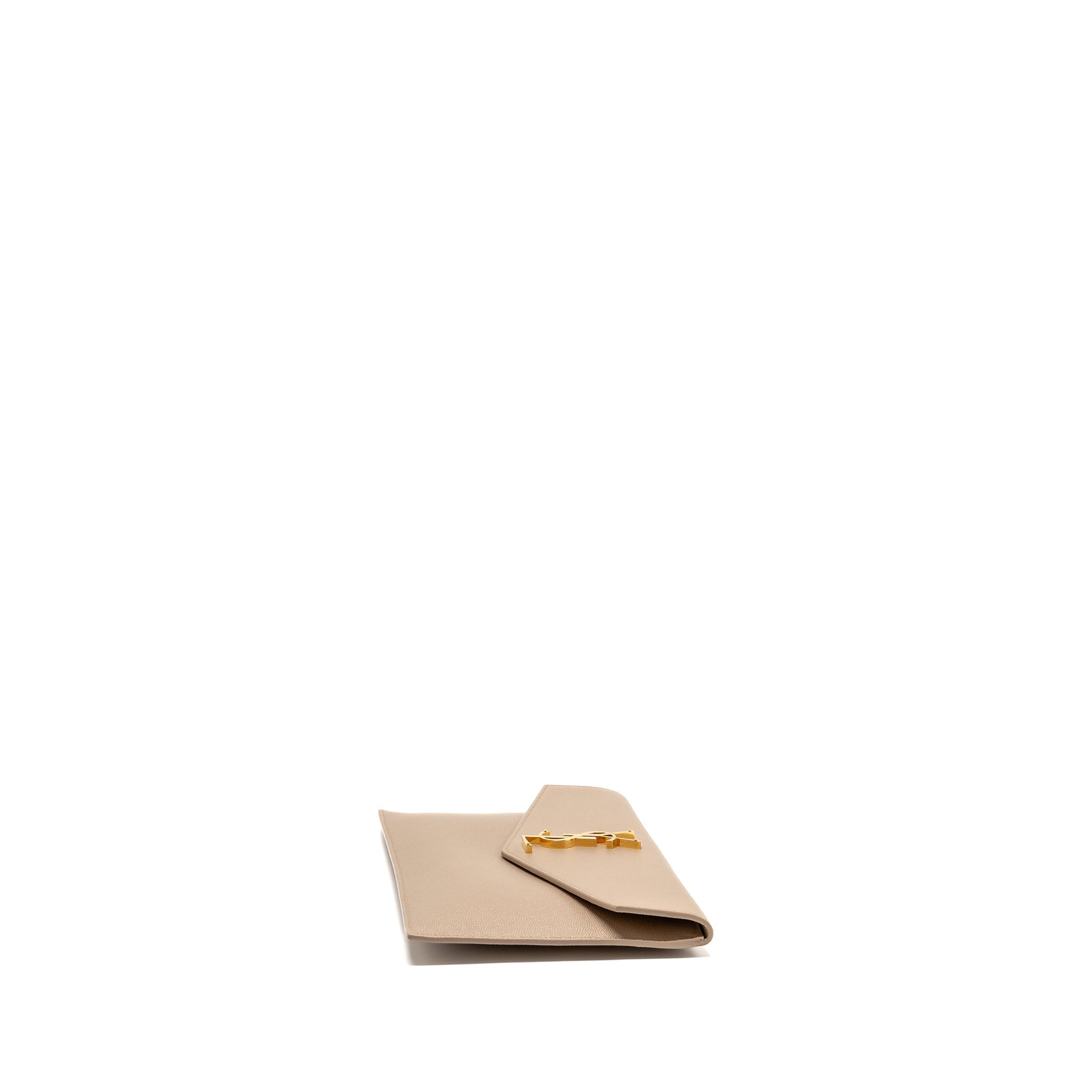 SAINT LAURENT UPTOWN CLUTCH GRAINED CALFSKIN BEIGE GHW