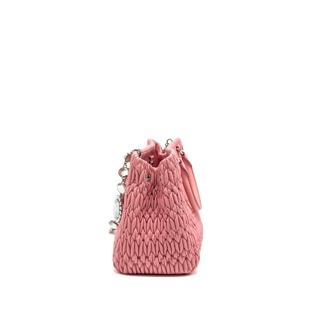 MIU MIU CRYSTAL TOTE BAG NAPPA PINK SHW