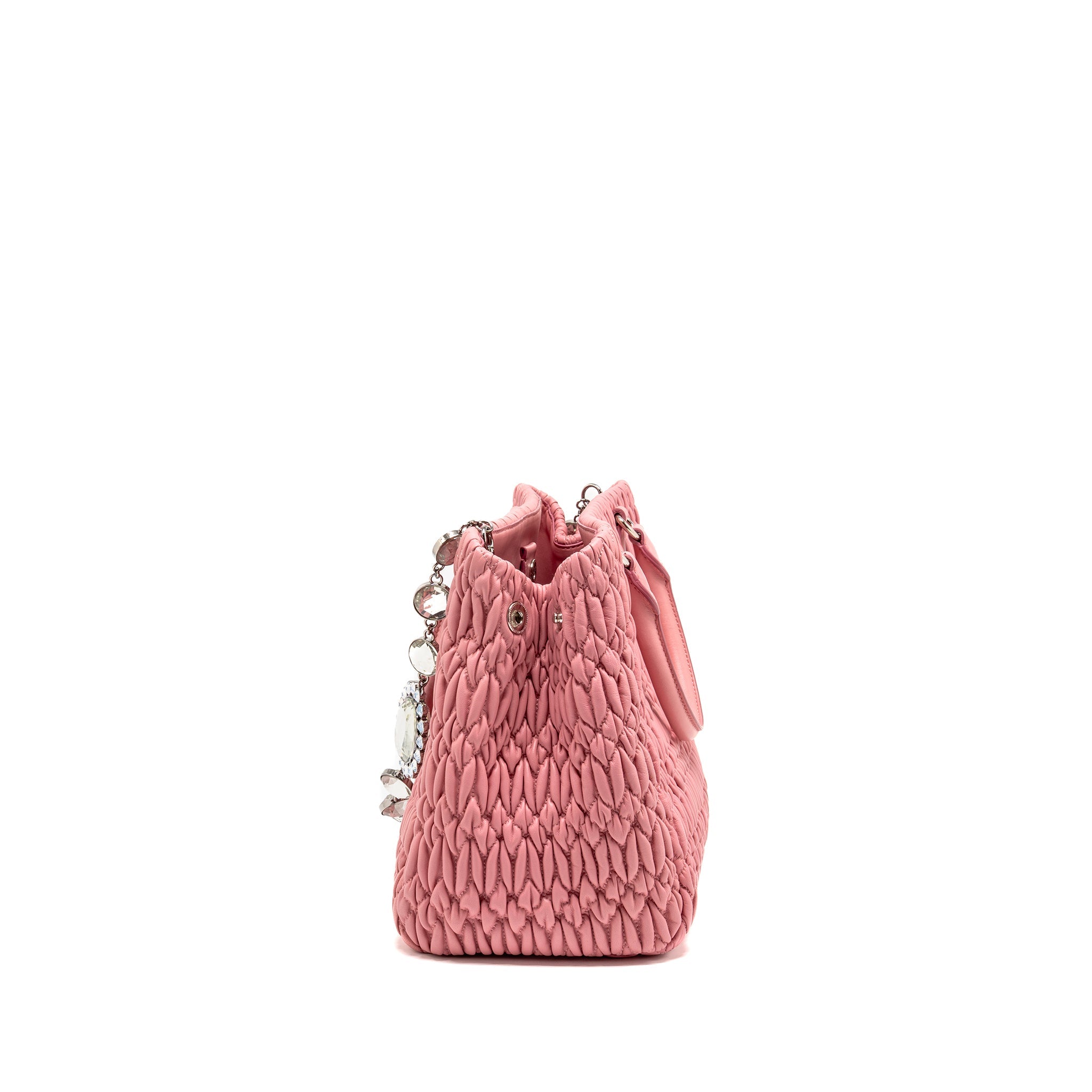 MIU MIU CRYSTAL TOTE BAG NAPPA PINK SHW