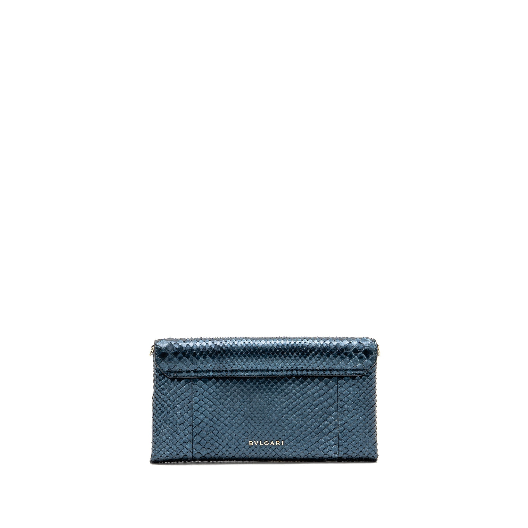 BVLGARI CLUTCH BAG PYTHON/NAPPA ROYAL SAPPHIRE/BLACK LGHW