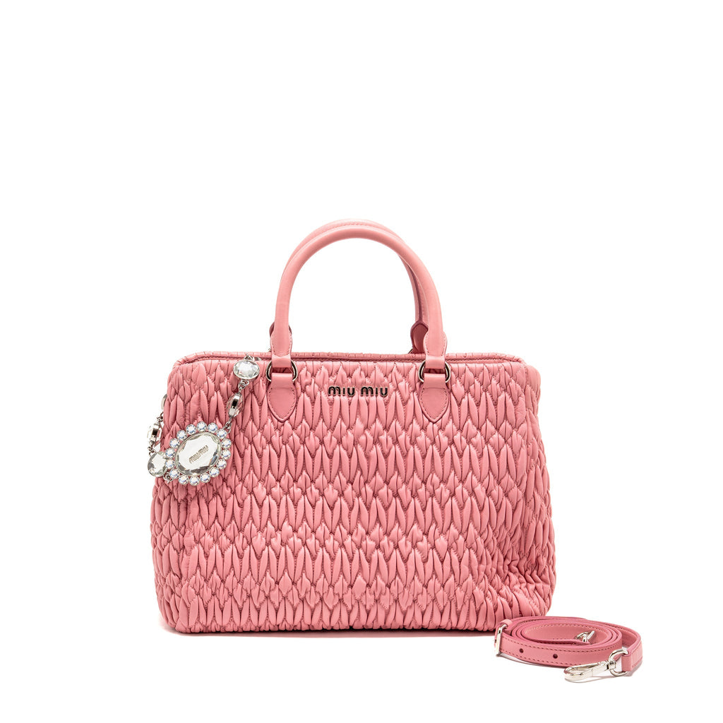 MIU MIU CRYSTAL TOTE BAG NAPPA PINK SHW