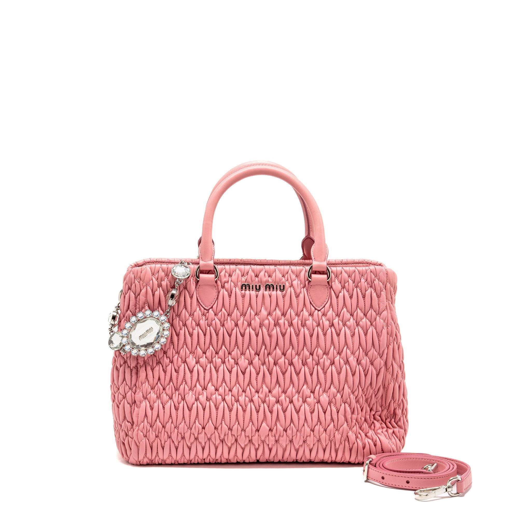 MIU MIU CRYSTAL TOTE BAG NAPPA PINK SHW
