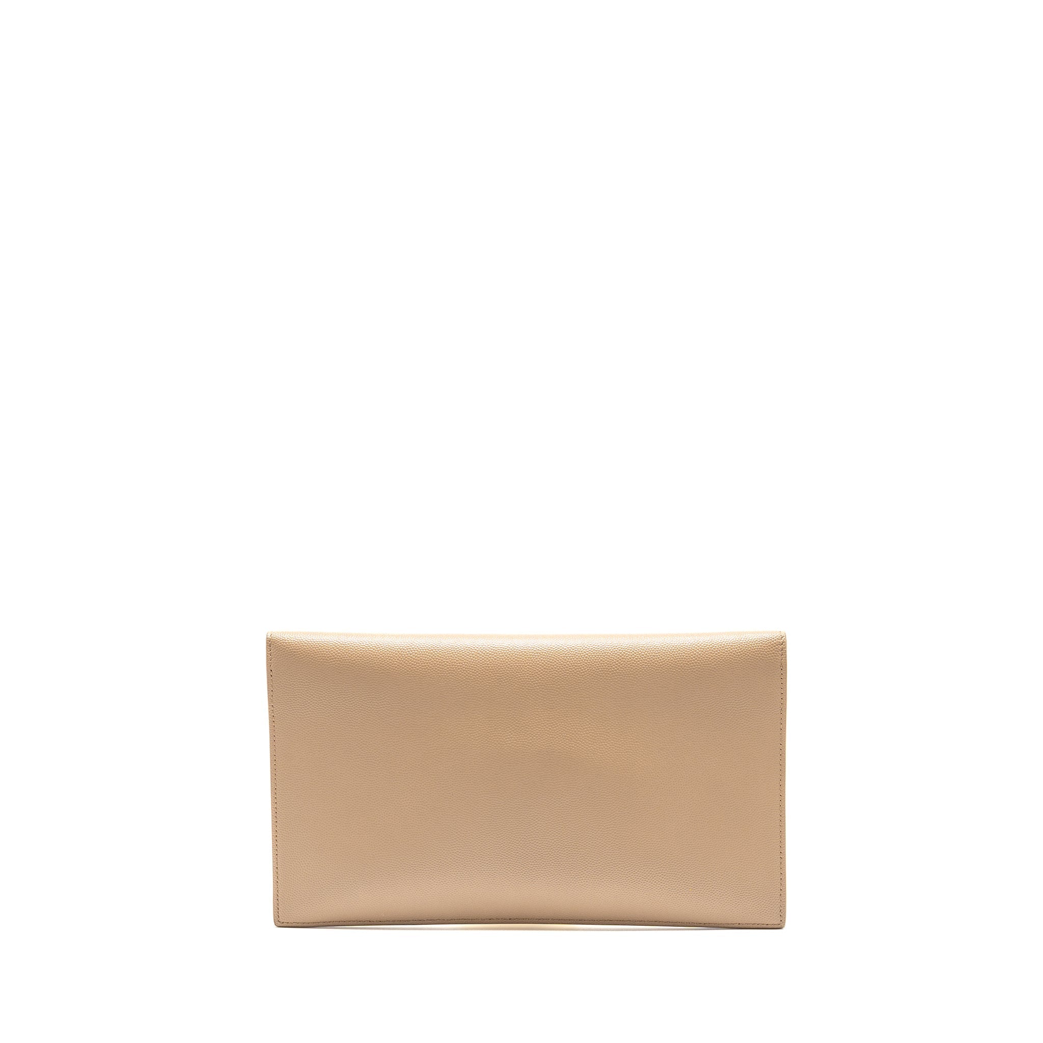 SAINT LAURENT UPTOWN CLUTCH GRAINED CALFSKIN BEIGE GHW