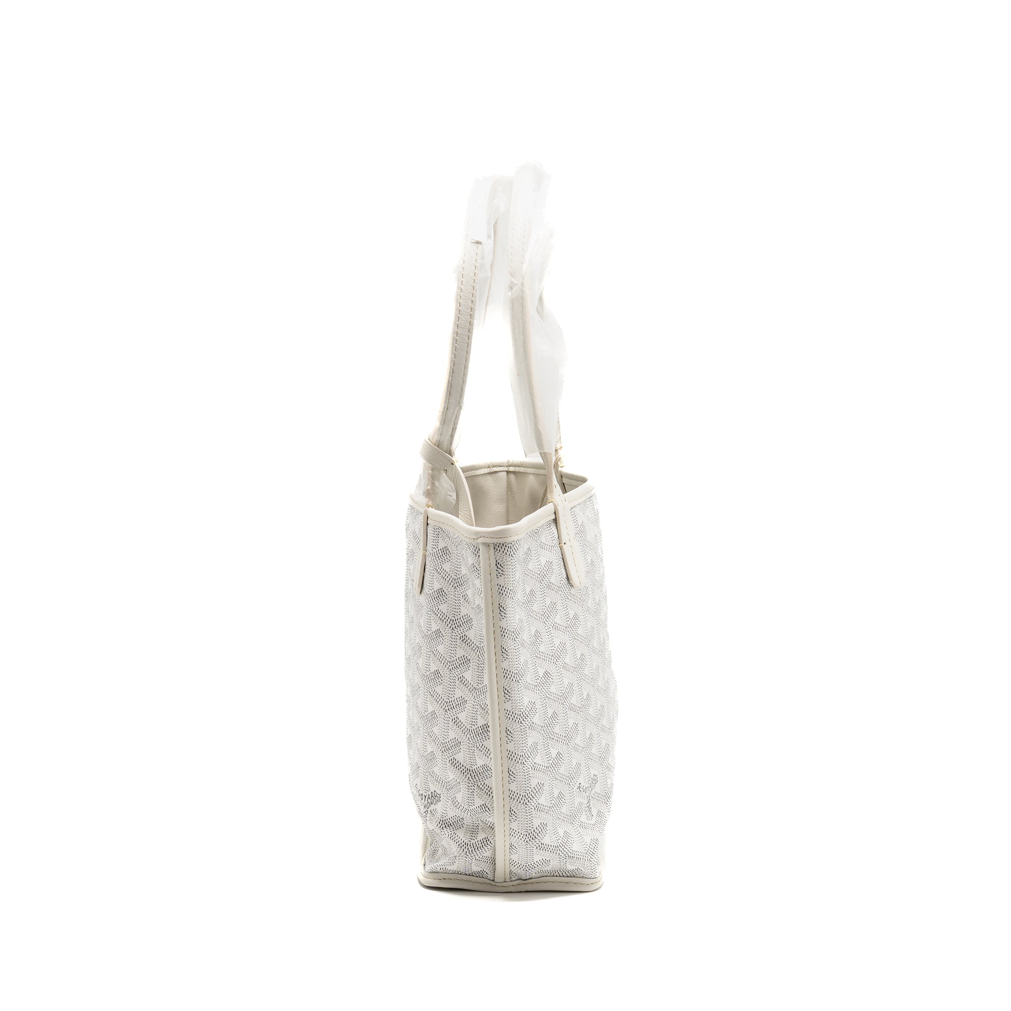 GOYARD ANJOU MINI BAG GOYARDINE CANVAS/CHEVROCHES CALFSKIN WHITE SHW