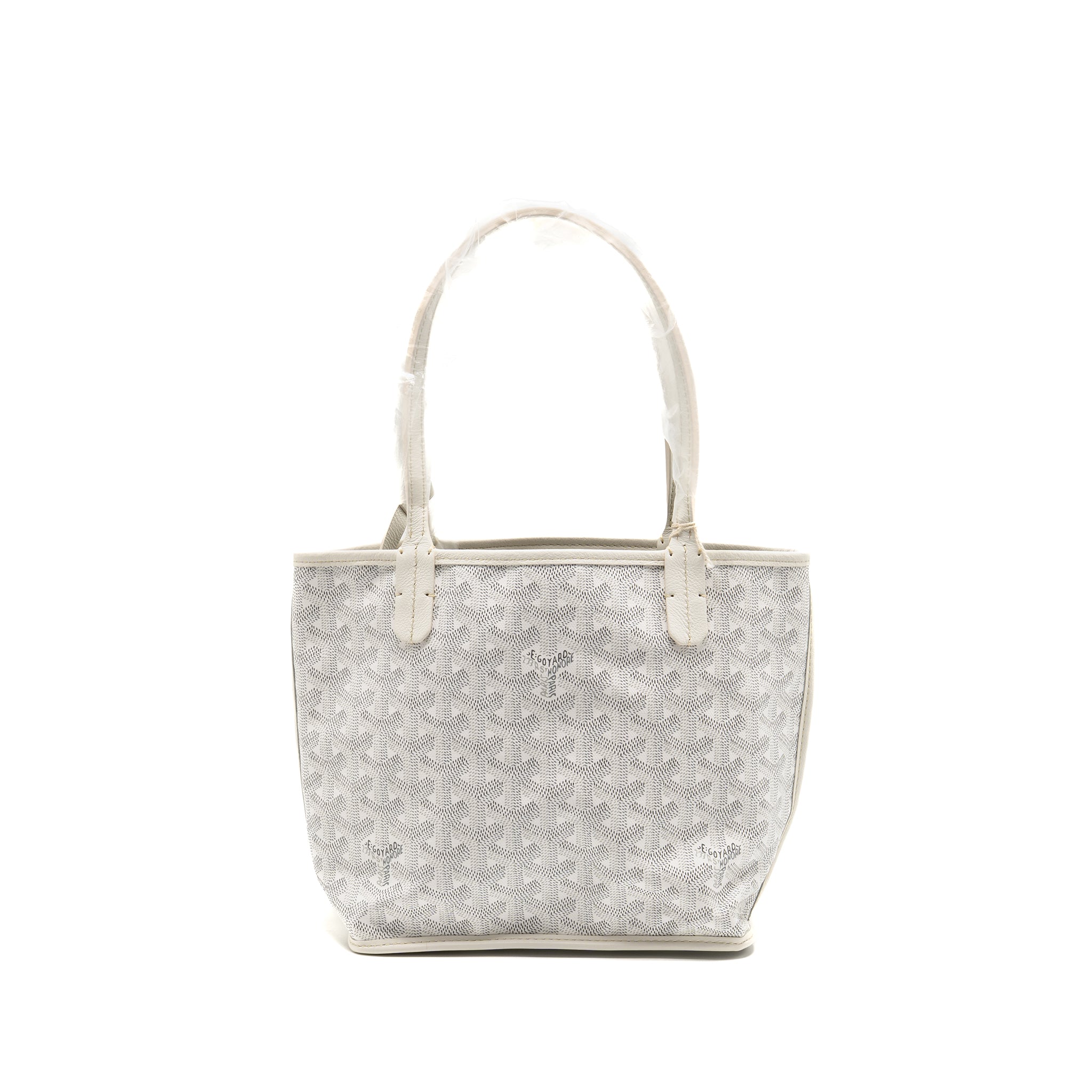 GOYARD ANJOU MINI BAG GOYARDINE CANVAS/CHEVROCHES CALFSKIN WHITE SHW