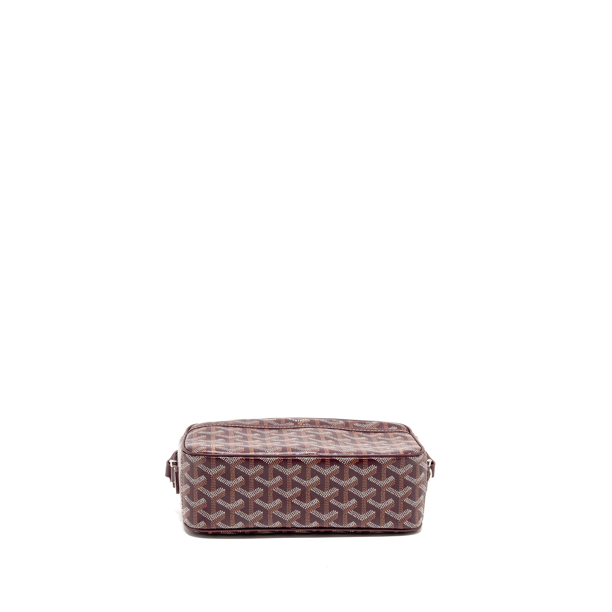 GOYARD CAP-VERT PM BAG GOYARDINE CANVAS/CERVON CALFSKIN BURGUNDY SHW