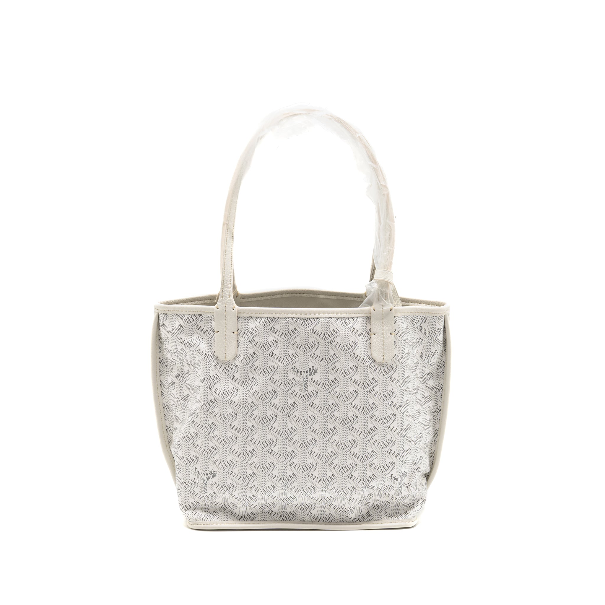 GOYARD ANJOU MINI BAG GOYARDINE CANVAS/CHEVROCHES CALFSKIN WHITE SHW