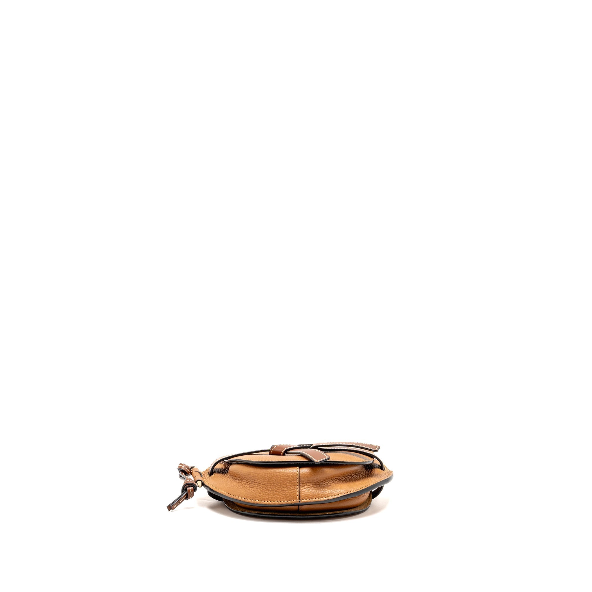LOEWE MINI GATE BAG GRAINED CALFSKIN BROWN GHW