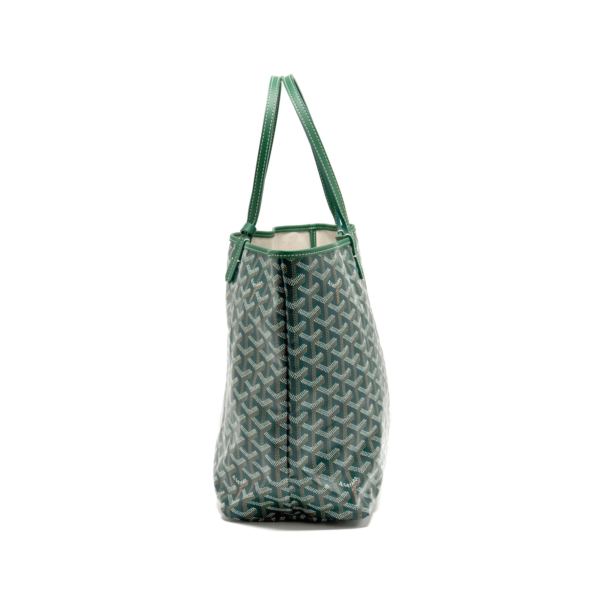 GOYARD SAINT LOUIS PM BAG GOYARDINE CANVAS/CHEVROCHES CALFSKIN GREEN SHW