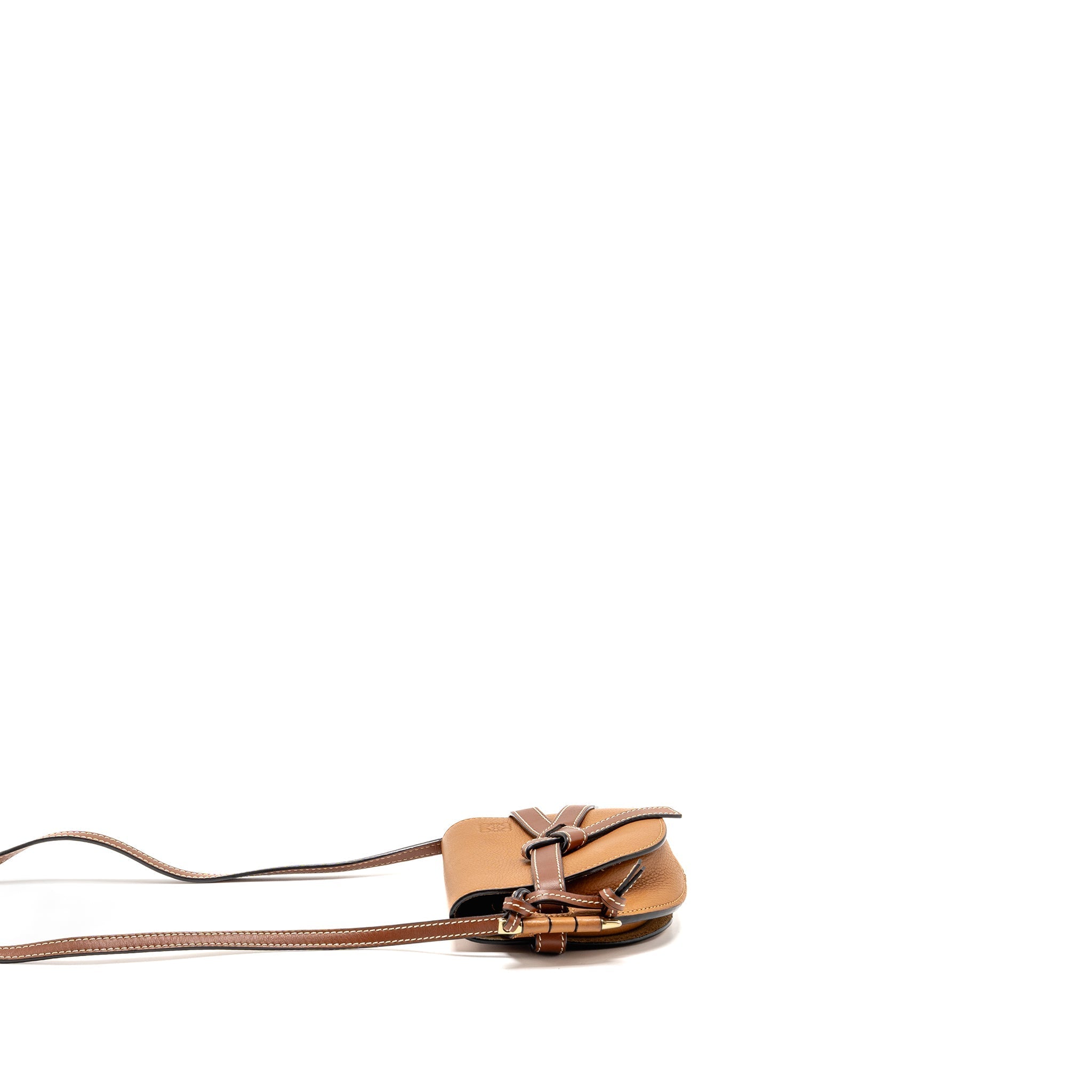 LOEWE MINI GATE BAG GRAINED CALFSKIN BROWN GHW