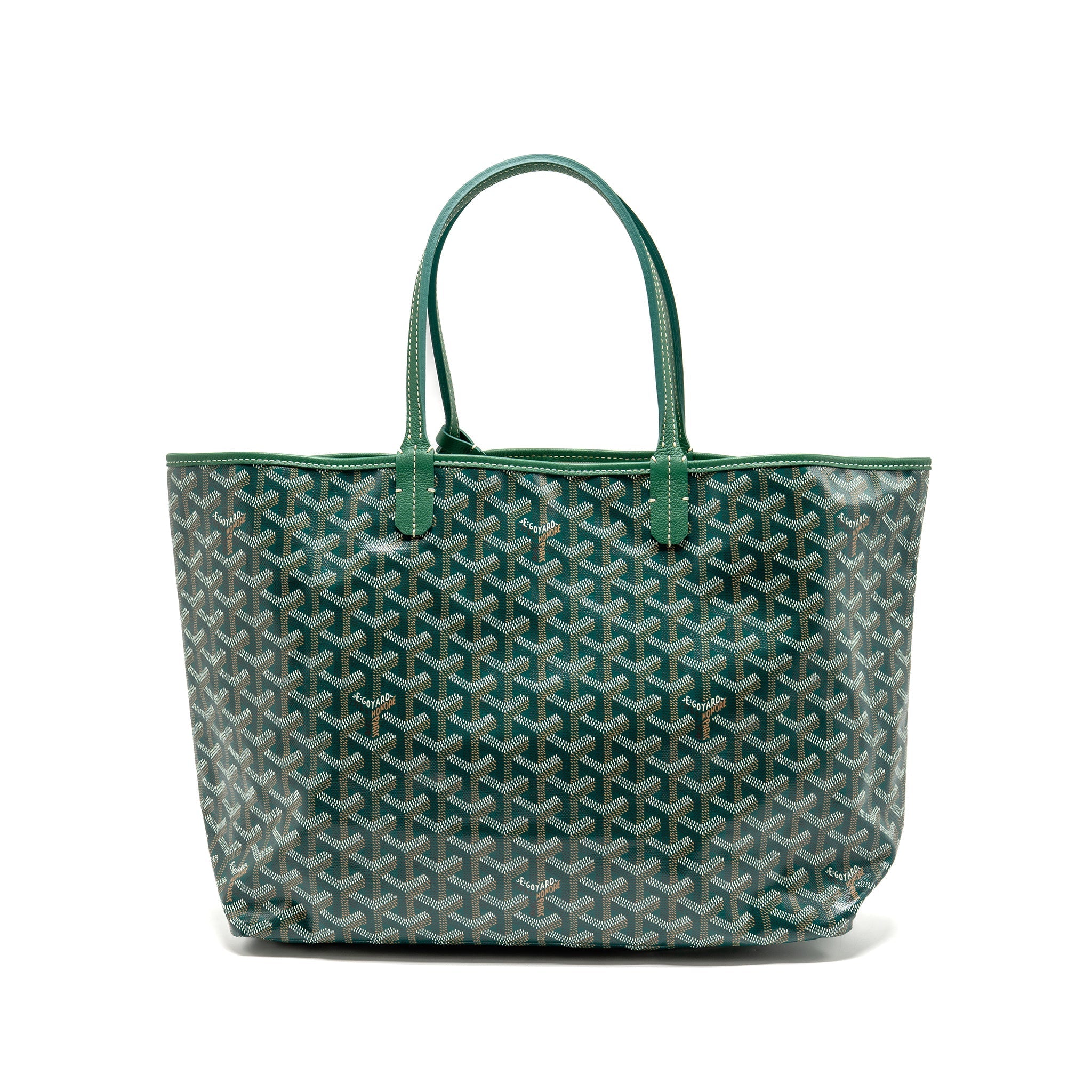 GOYARD SAINT LOUIS PM BAG GOYARDINE CANVAS/CHEVROCHES CALFSKIN GREEN SHW