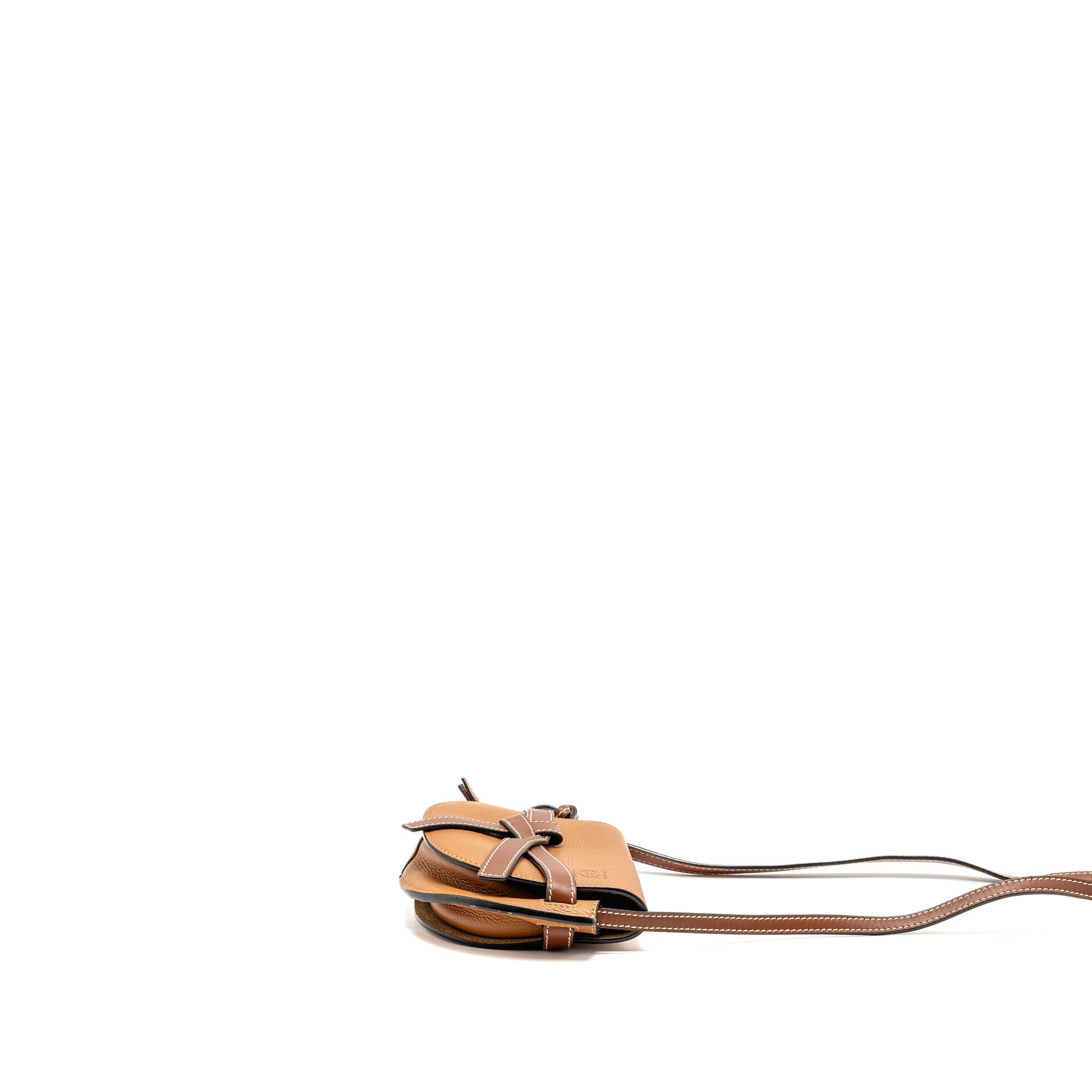 LOEWE MINI GATE BAG GRAINED CALFSKIN BROWN GHW