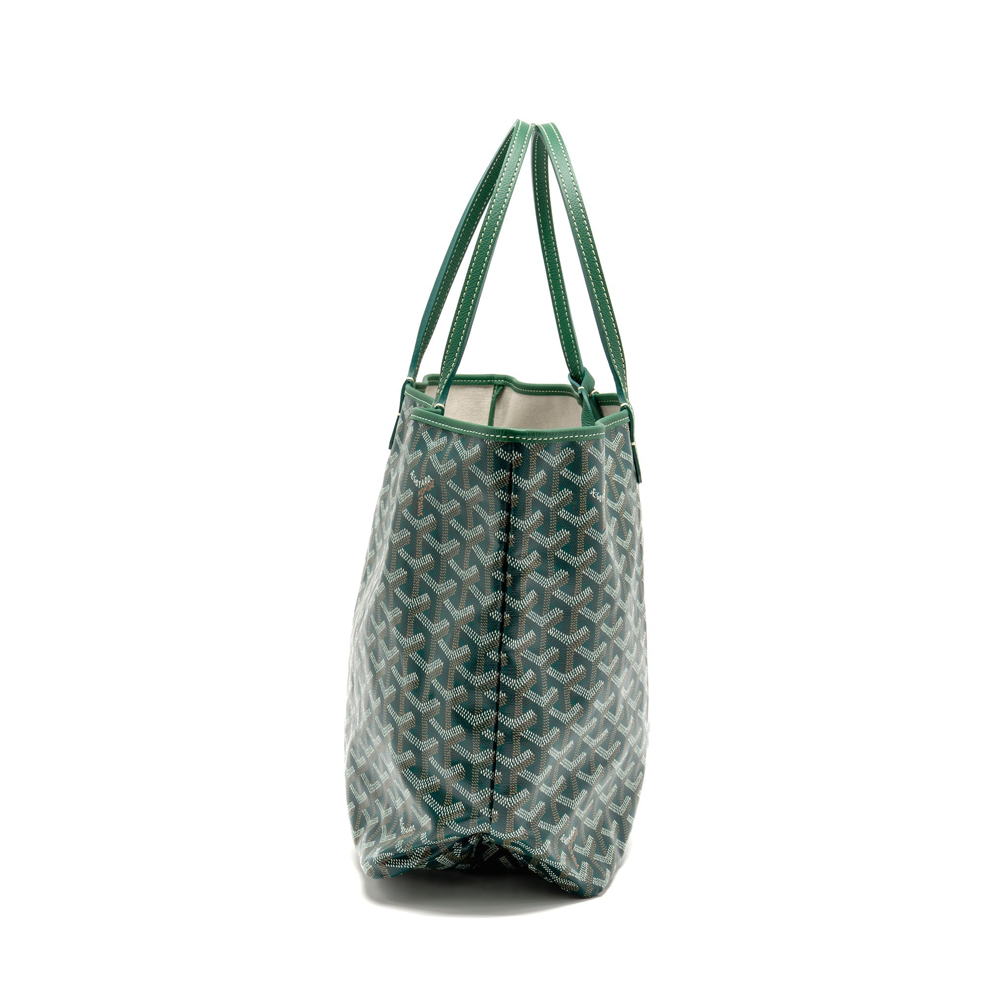 GOYARD SAINT LOUIS PM BAG GOYARDINE CANVAS/CHEVROCHES CALFSKIN GREEN SHW