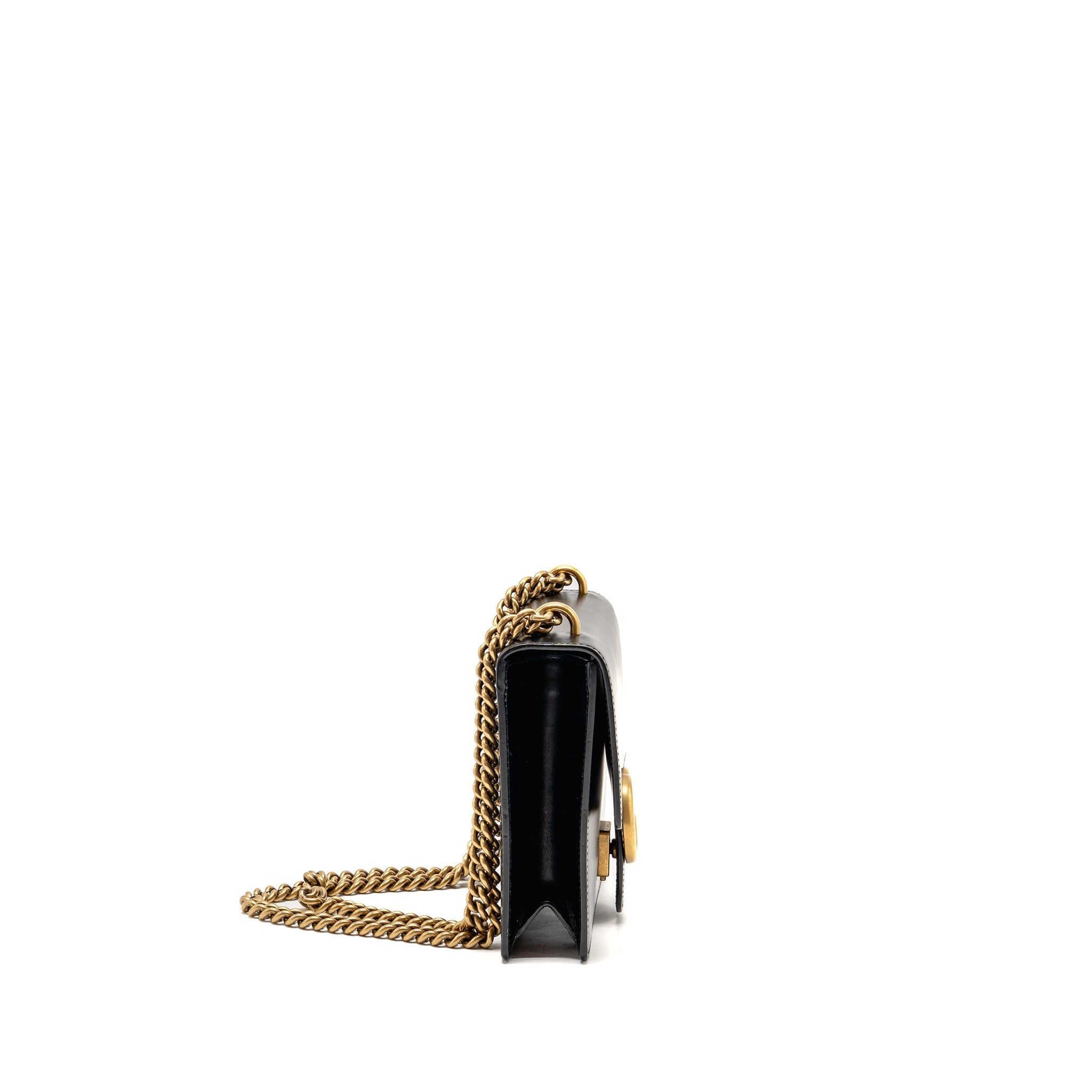 GUCCI GG MARMONT SQUARE PURSE BAG CALFSKIN BLACK GHW